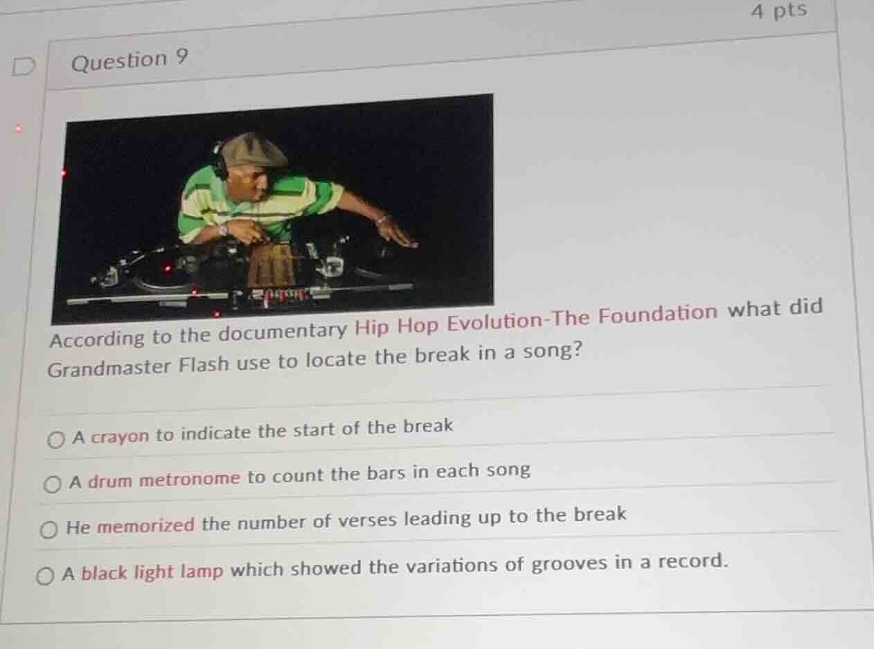 question 9 according to the documentary hip hop evolution - the foundat…