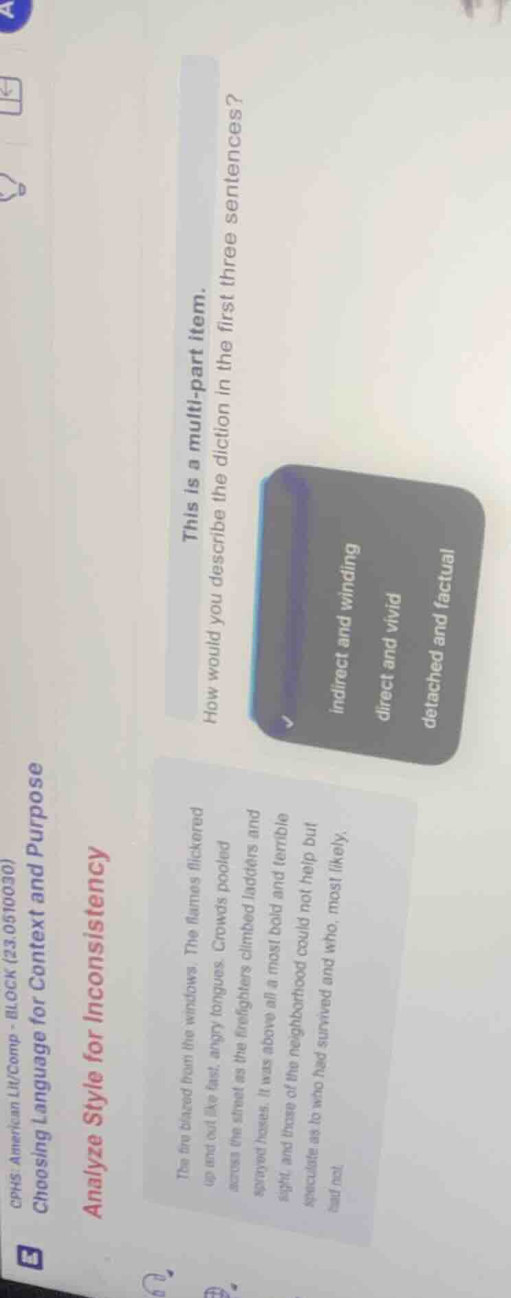 this is a multi - part item. how would you describe the diction in the …