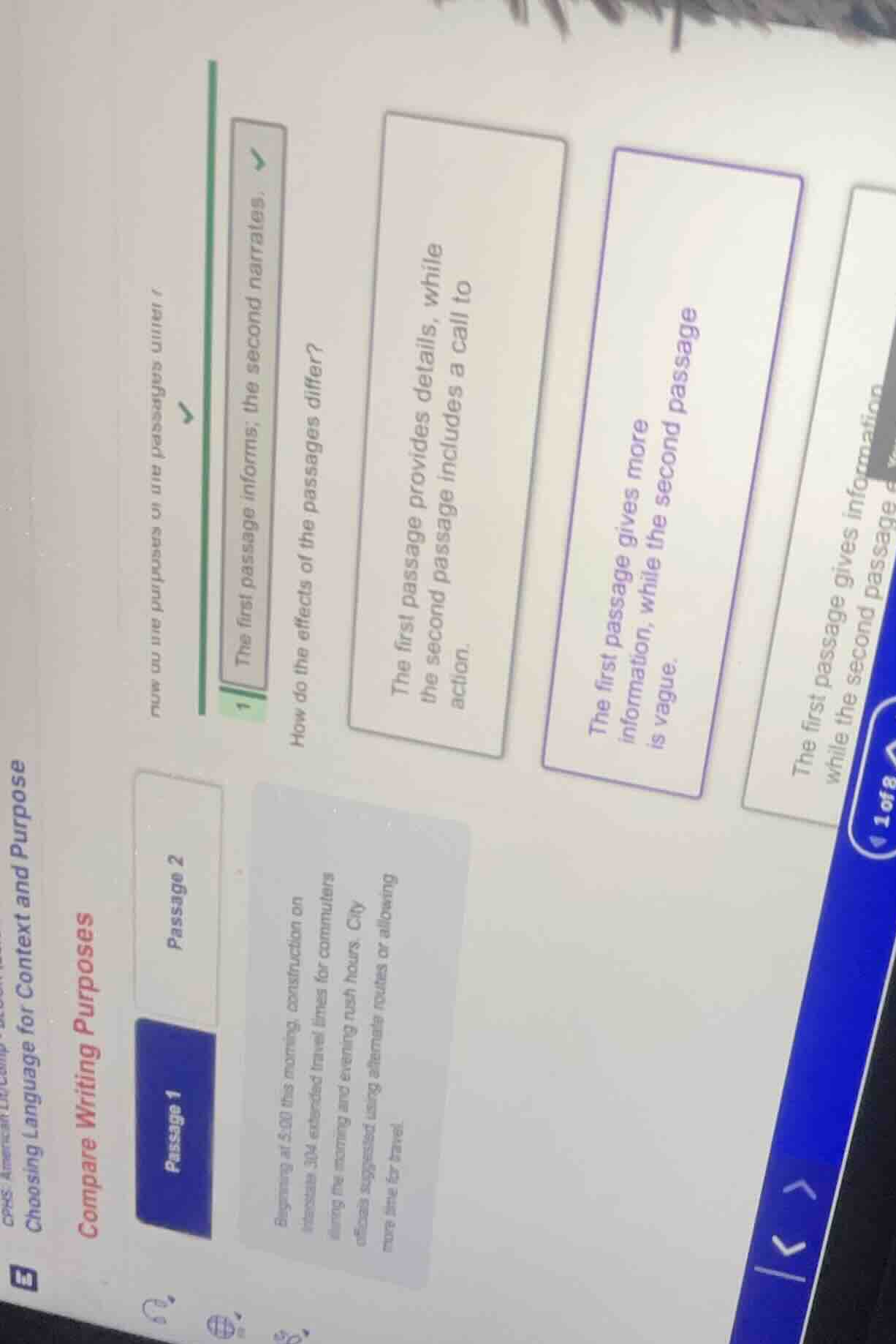 the first passage informs; the second narrates. how do the effects of t…