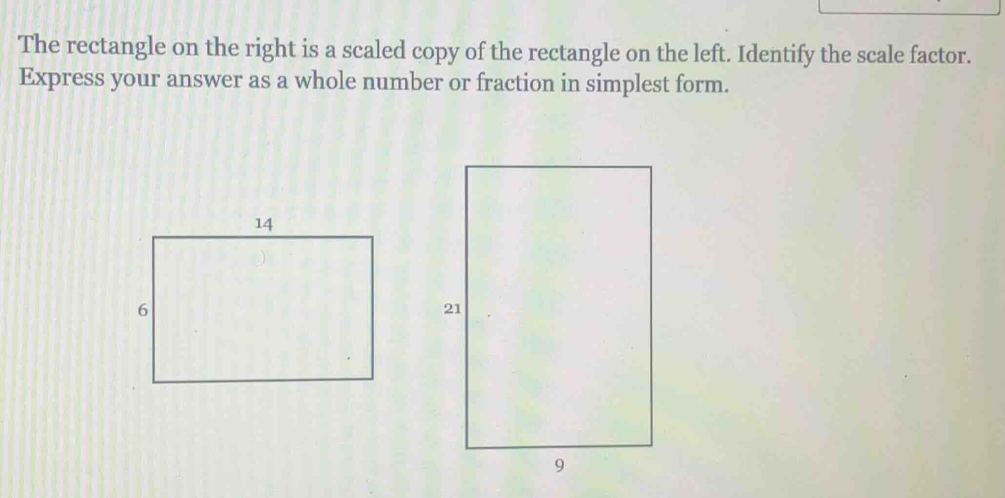 the rectangle on the right is a scaled copy of the rectangle on the lef…