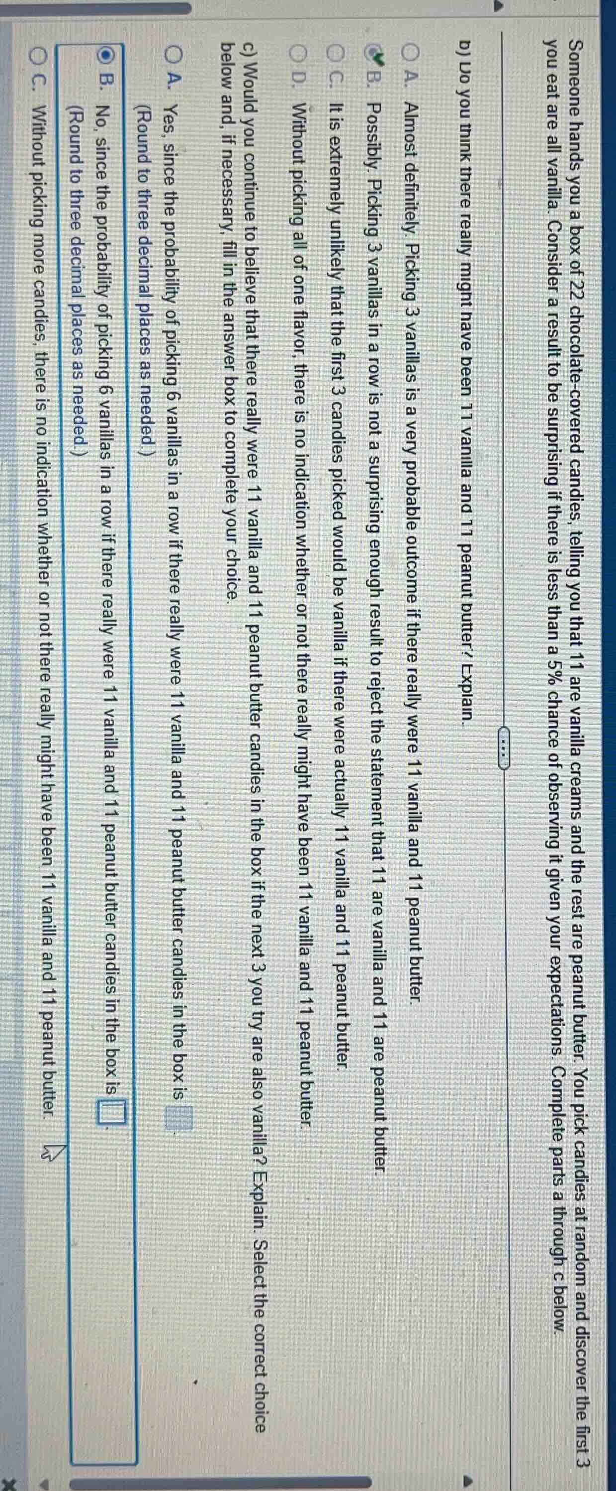 someone hands you a box of 22 chocolate - covered candies, telling you …