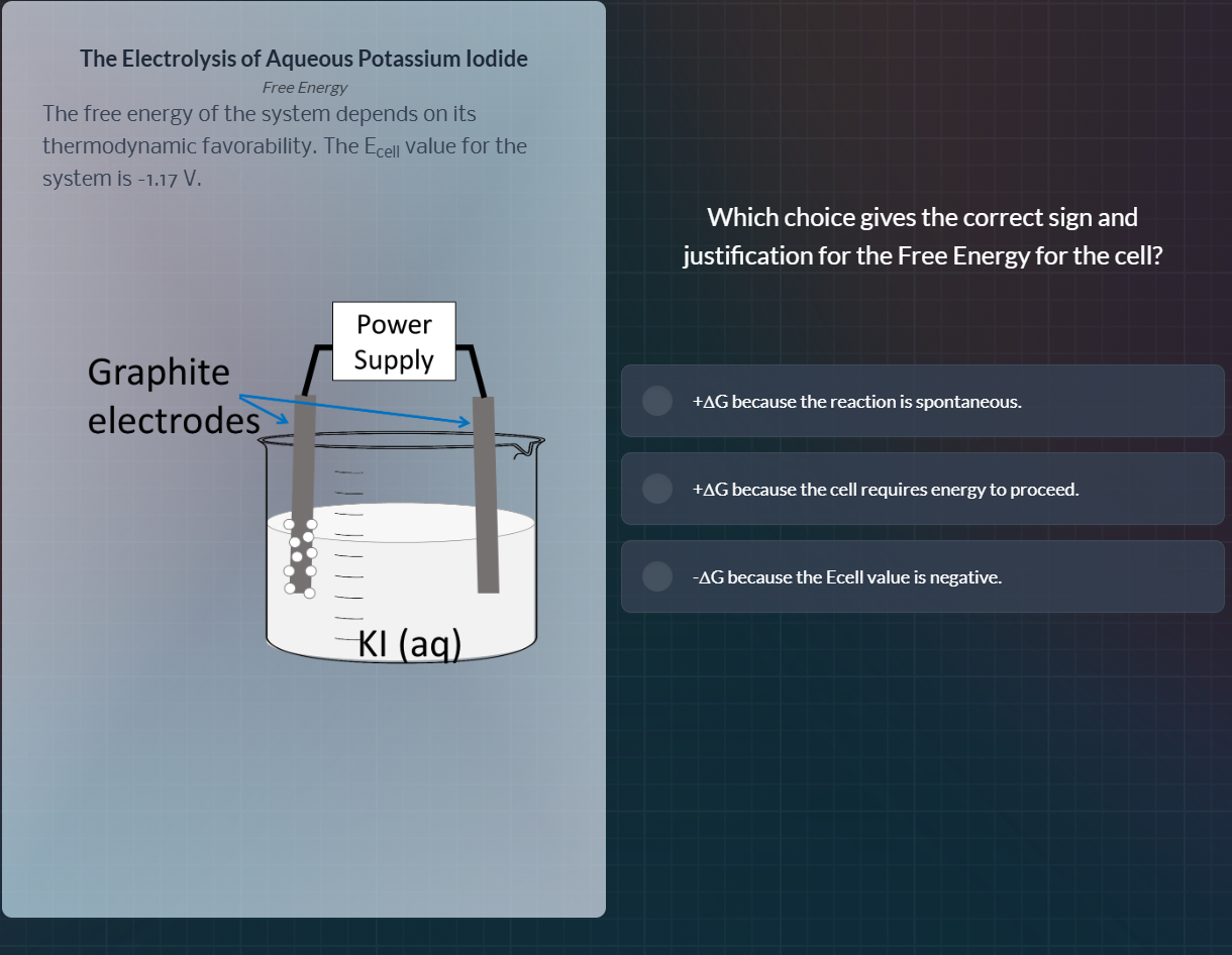 the electrolysis of aqueous potassium iodide free energy the free energ…