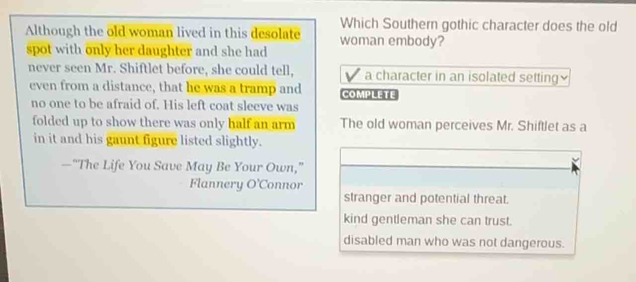 although the old woman lived in this desolate spot with only her daught…