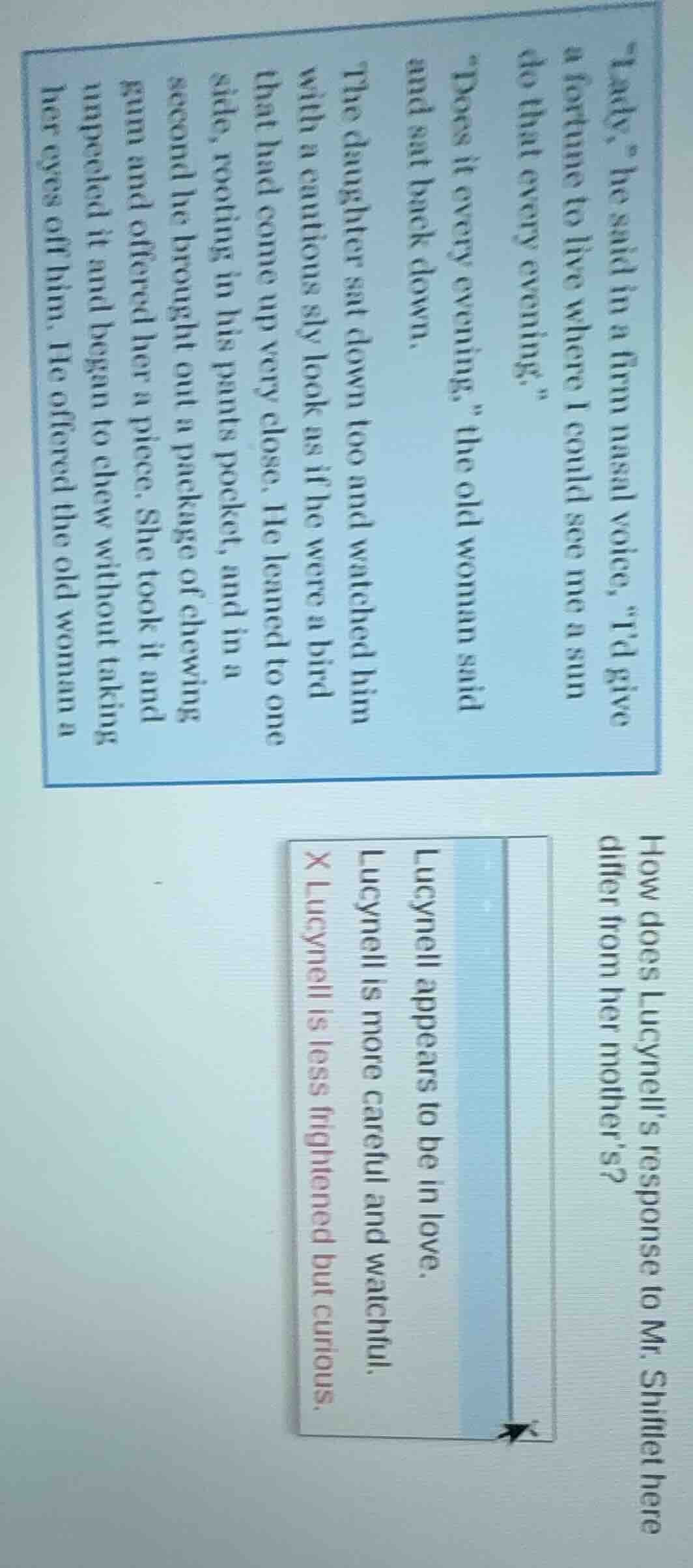 “lady,” he said in a firm nasal voice, “i’d give a fortune to live wher…