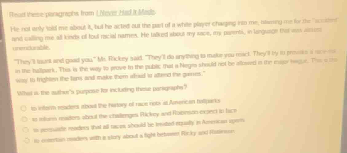 read these paragraphs from i never had it made. he not only told me abo…