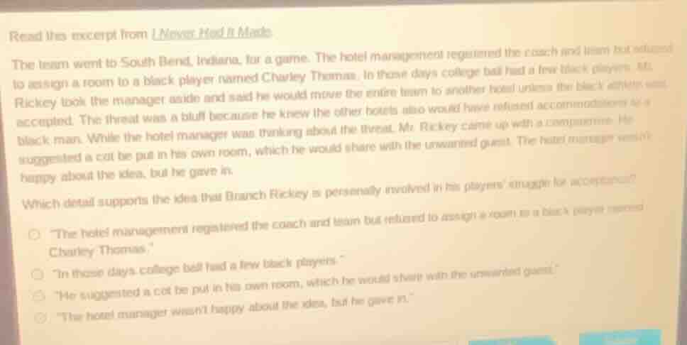 read the excerpt from i never had it made: the team went to south bend,…