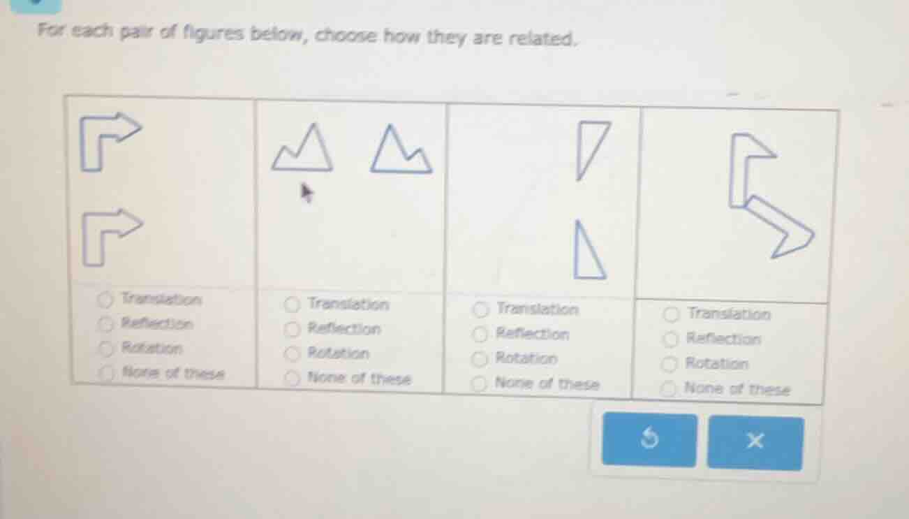 for each pair of figures below, choose how they are related.