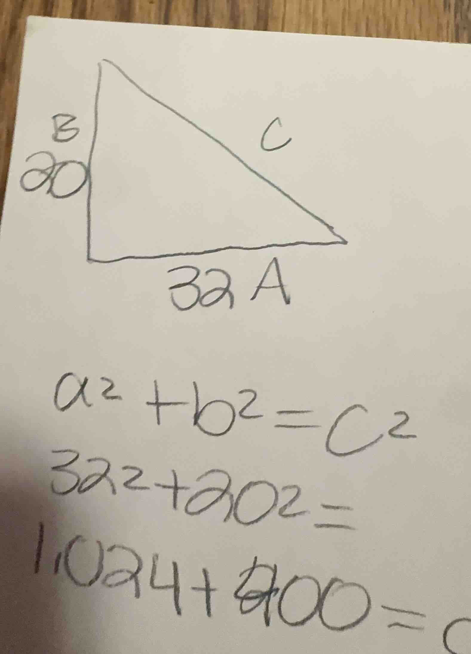 there is a triangle with side a labeled 32, side b labeled 30, and side…