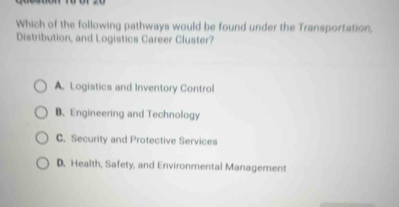 which of the following pathways would be found under the transportation…