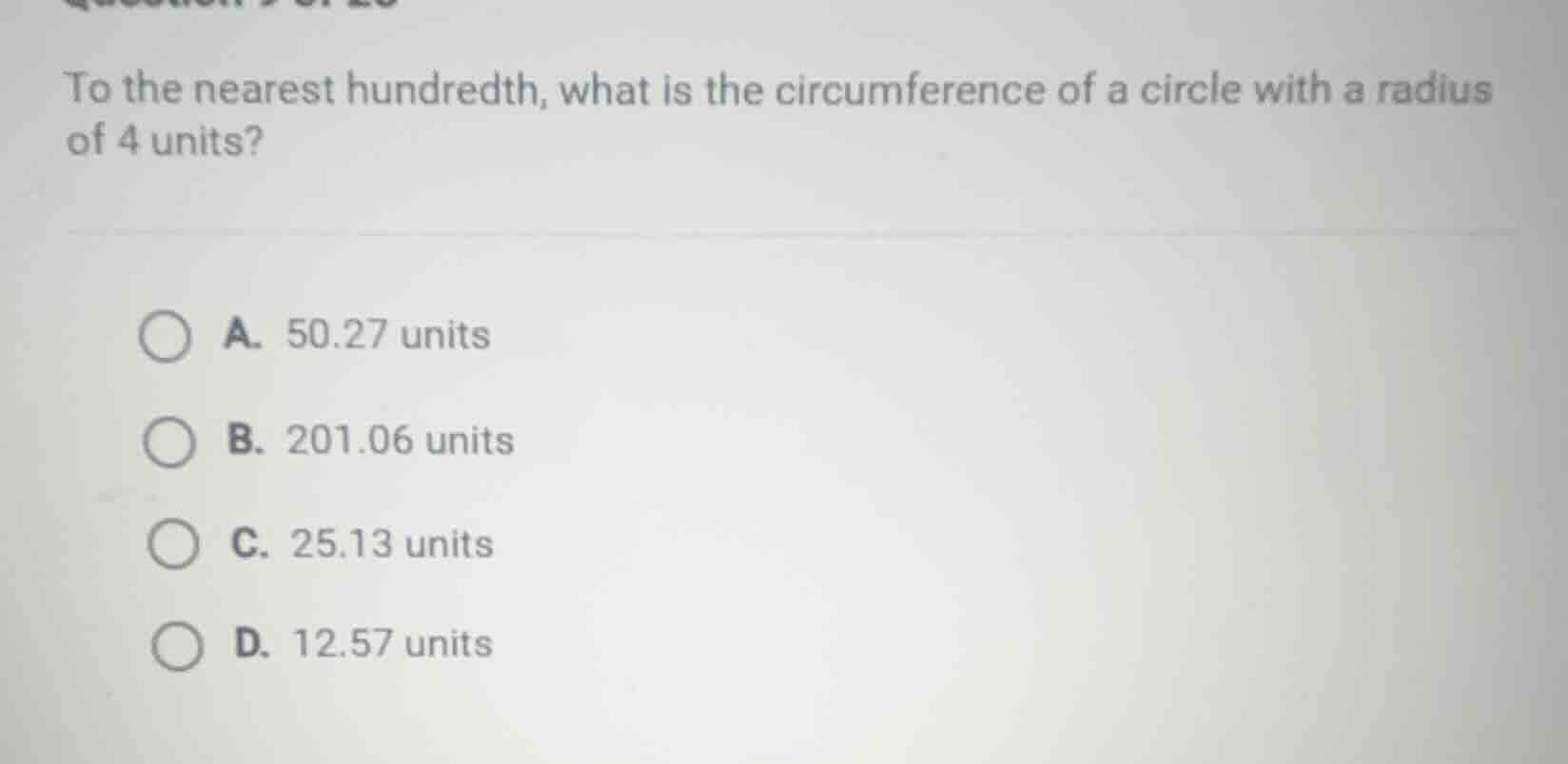 to the nearest hundredth, what is the circumference of a circle with a …