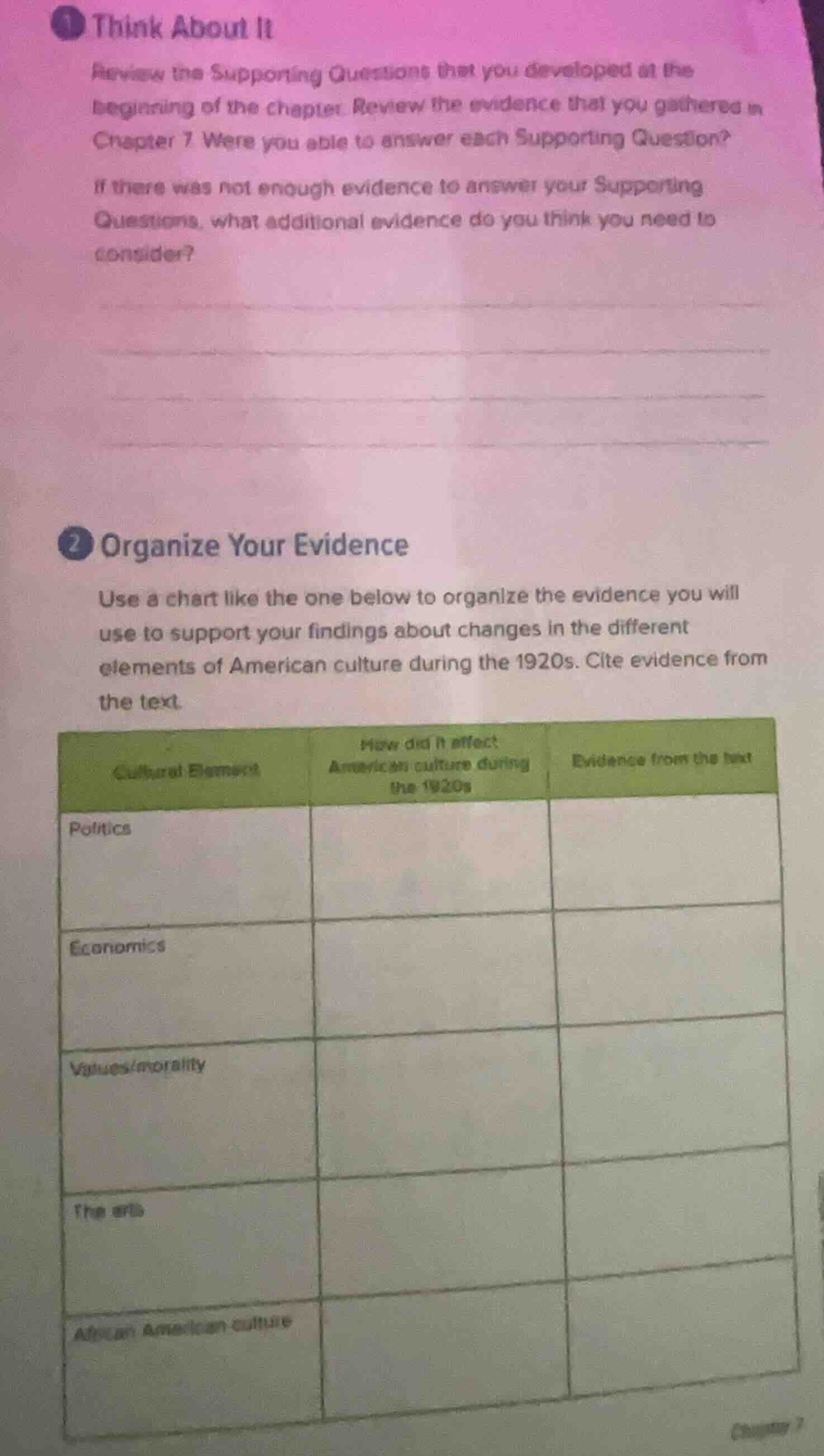 1 think about it review the supporting questions that you developed at …