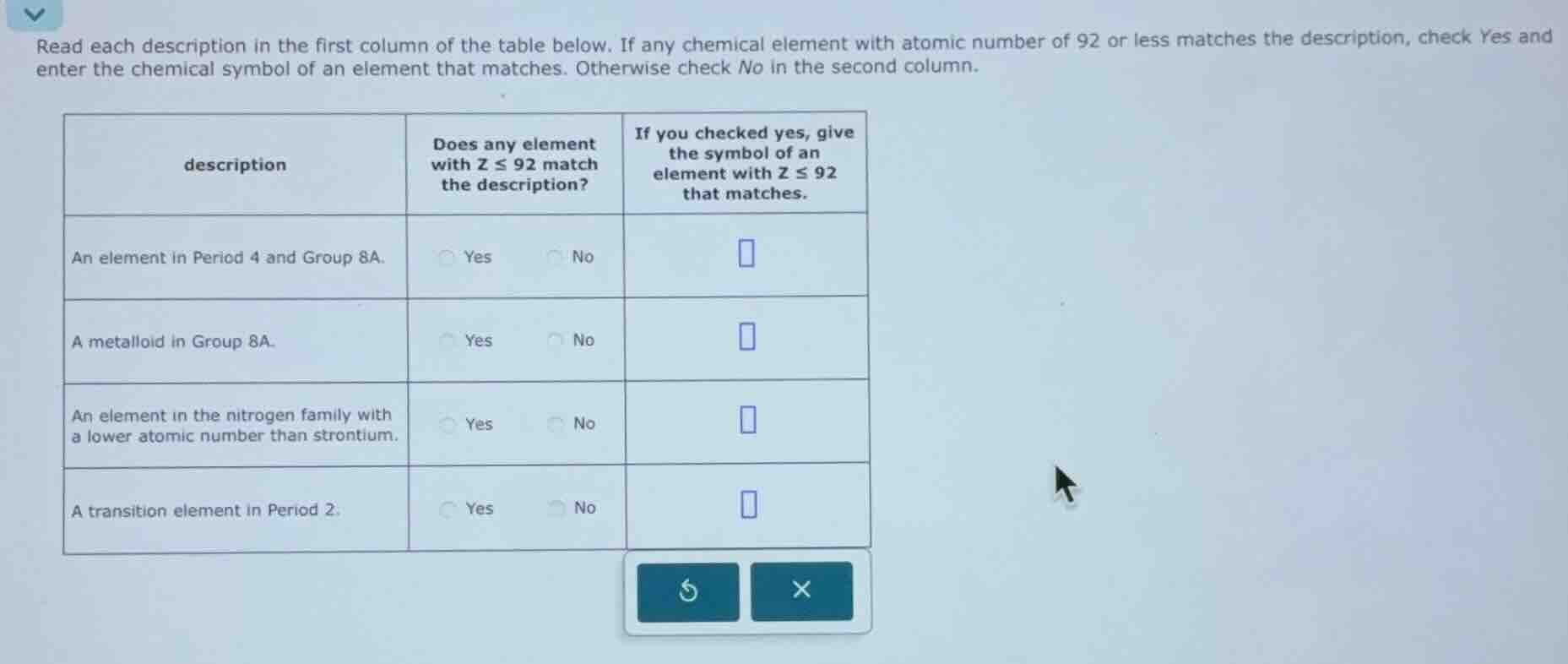 read each description in the first column of the table below. if any ch…
