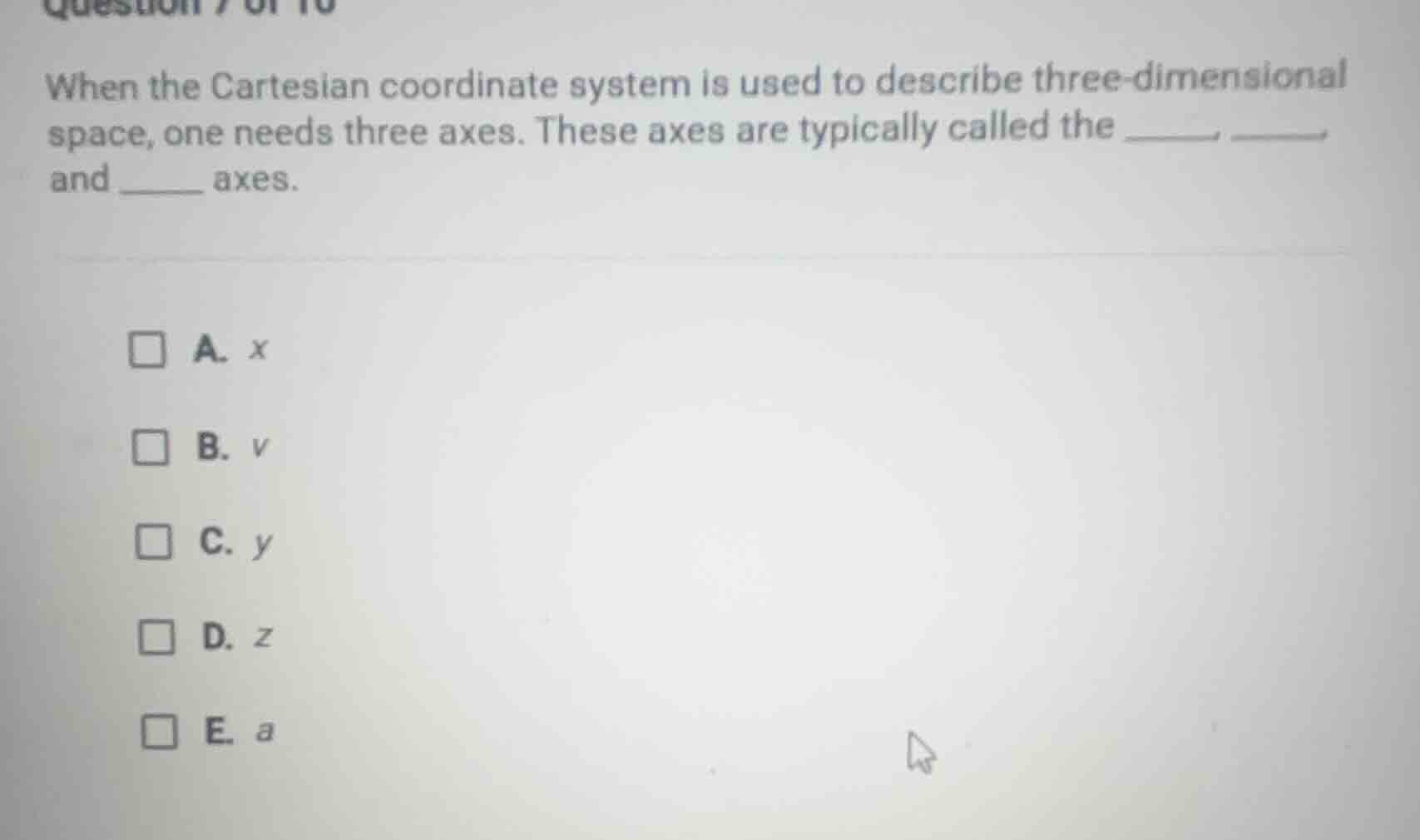 when the cartesian coordinate system is used to describe three - dimens…