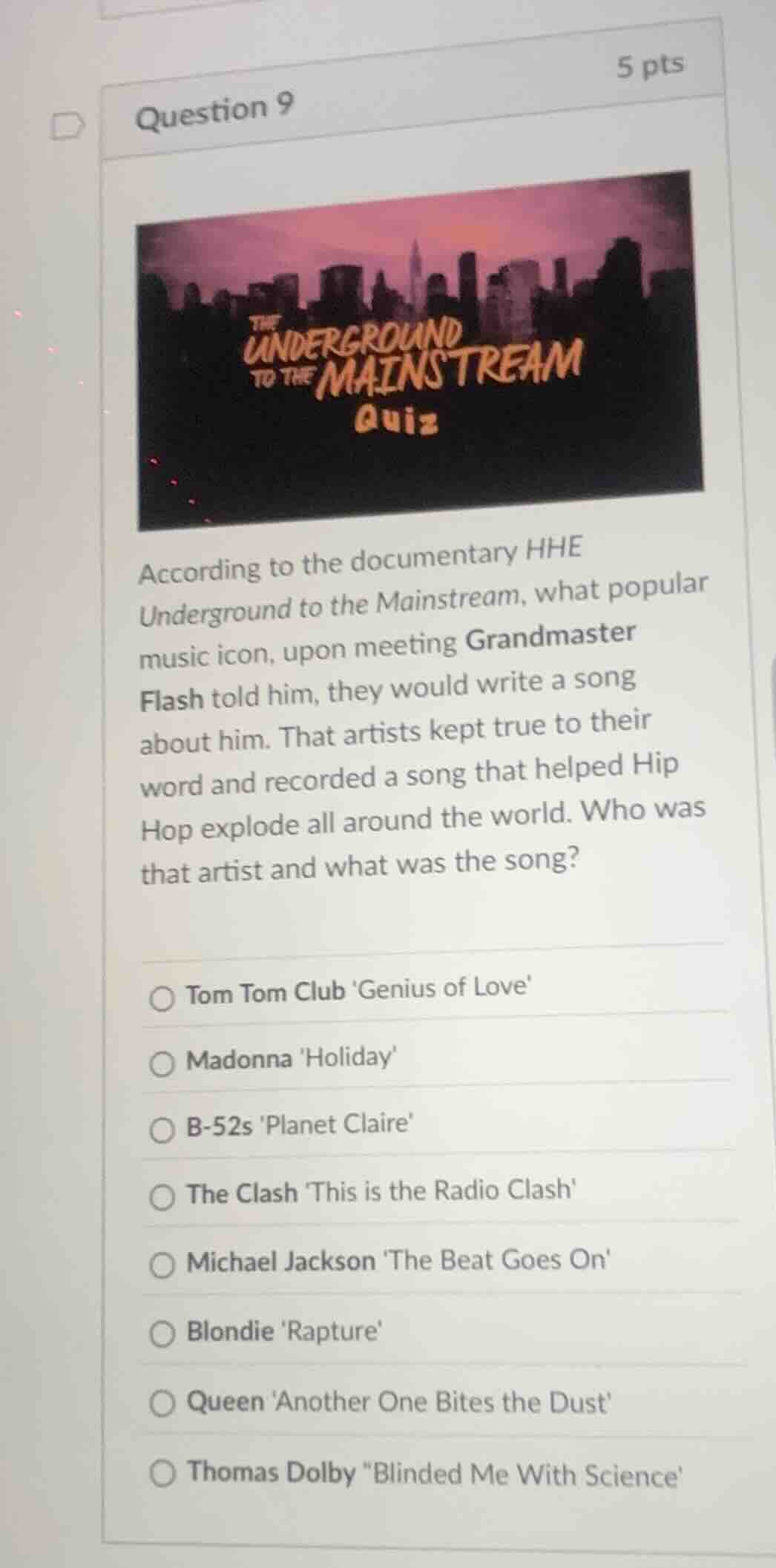 question 9 according to the documentary hhe underground to the mainstre…