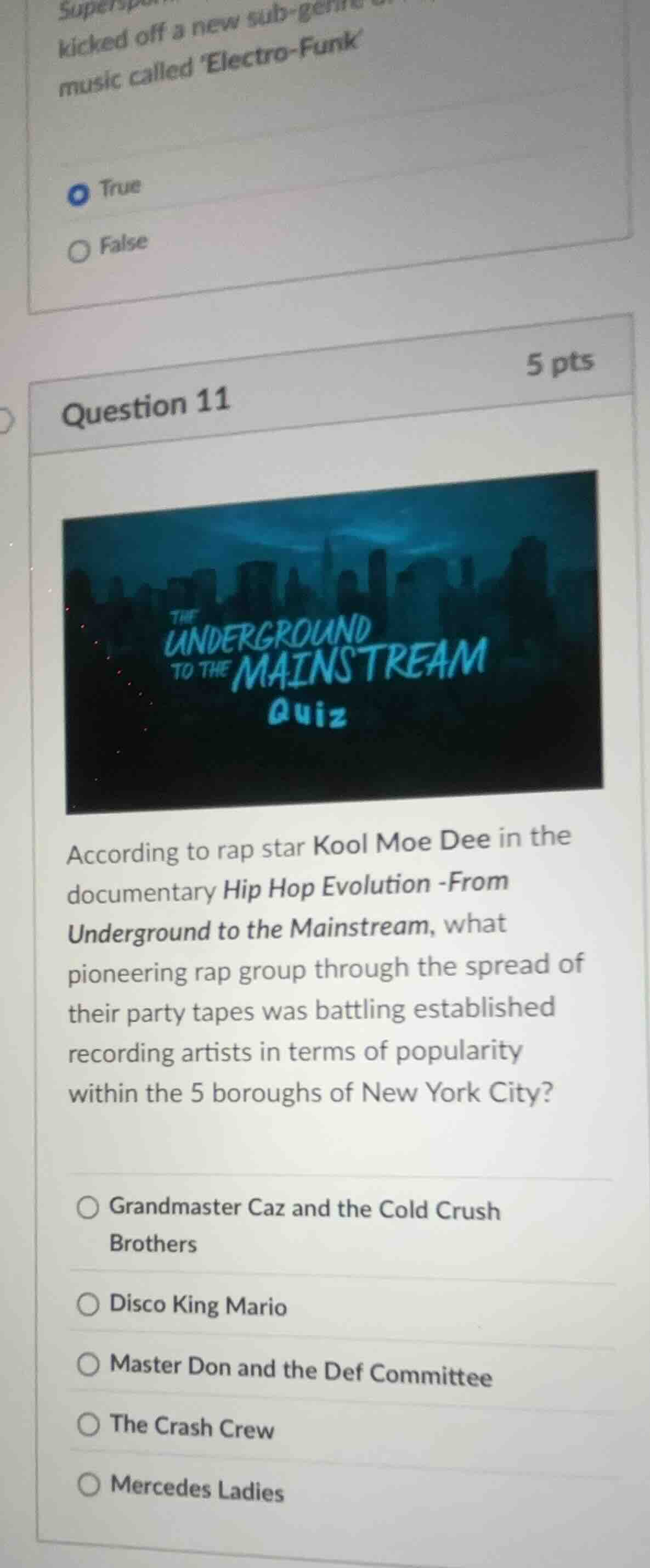 question 11 according to rap star kool moe dee in the documentary hip h…