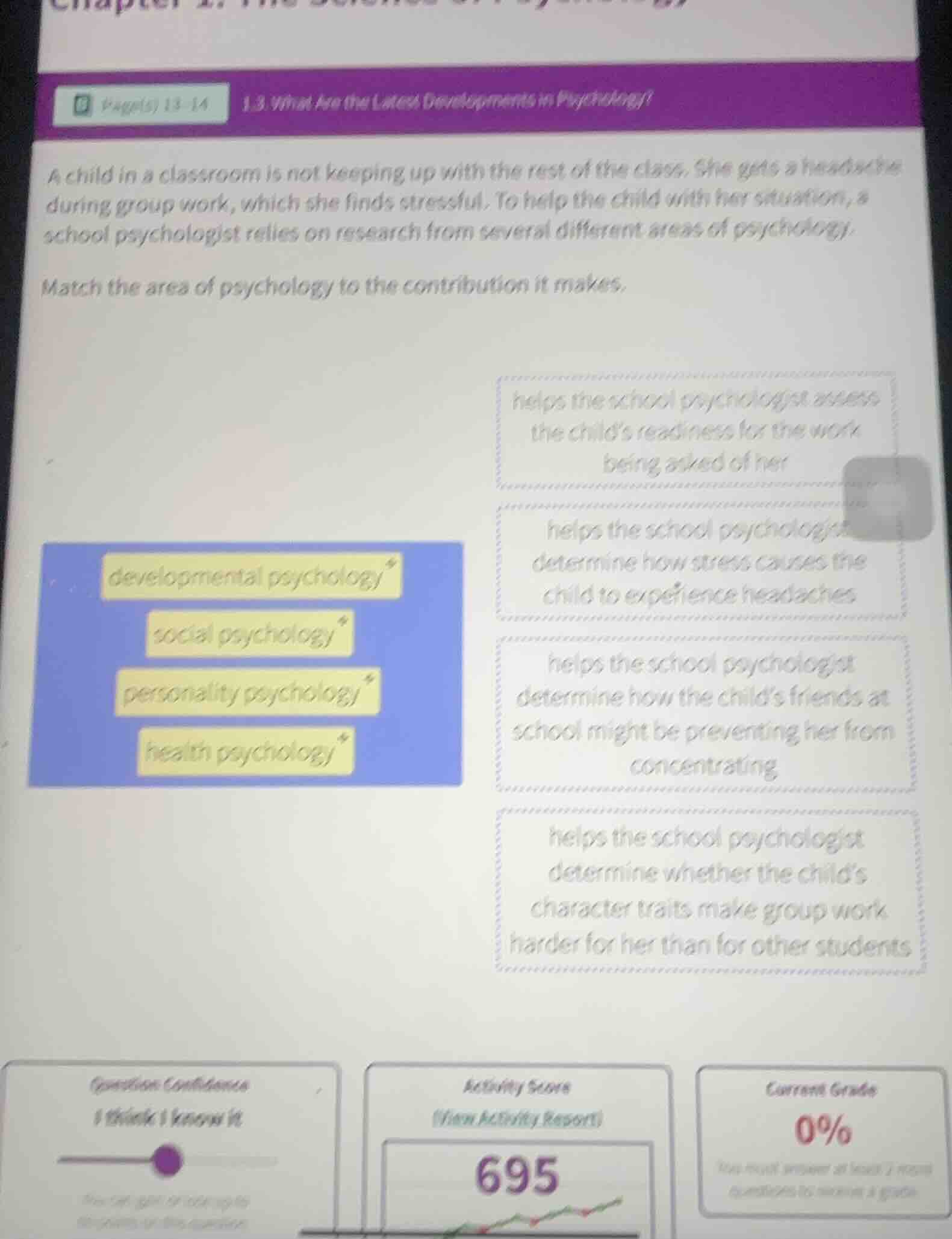 pages(s) 13 - 14 1.3 what are the latest developments in psychology? a …