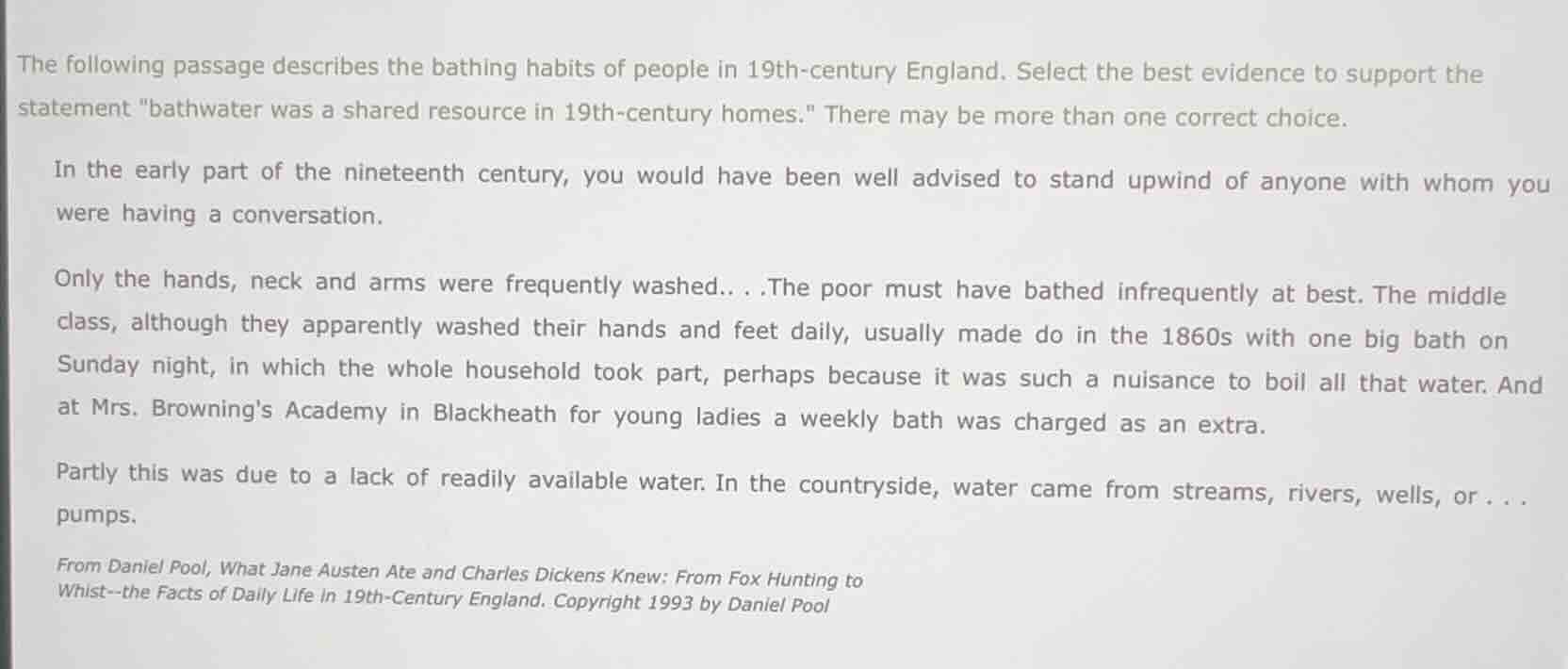 the following passage describes the bathing habits of people in 19th-ce…