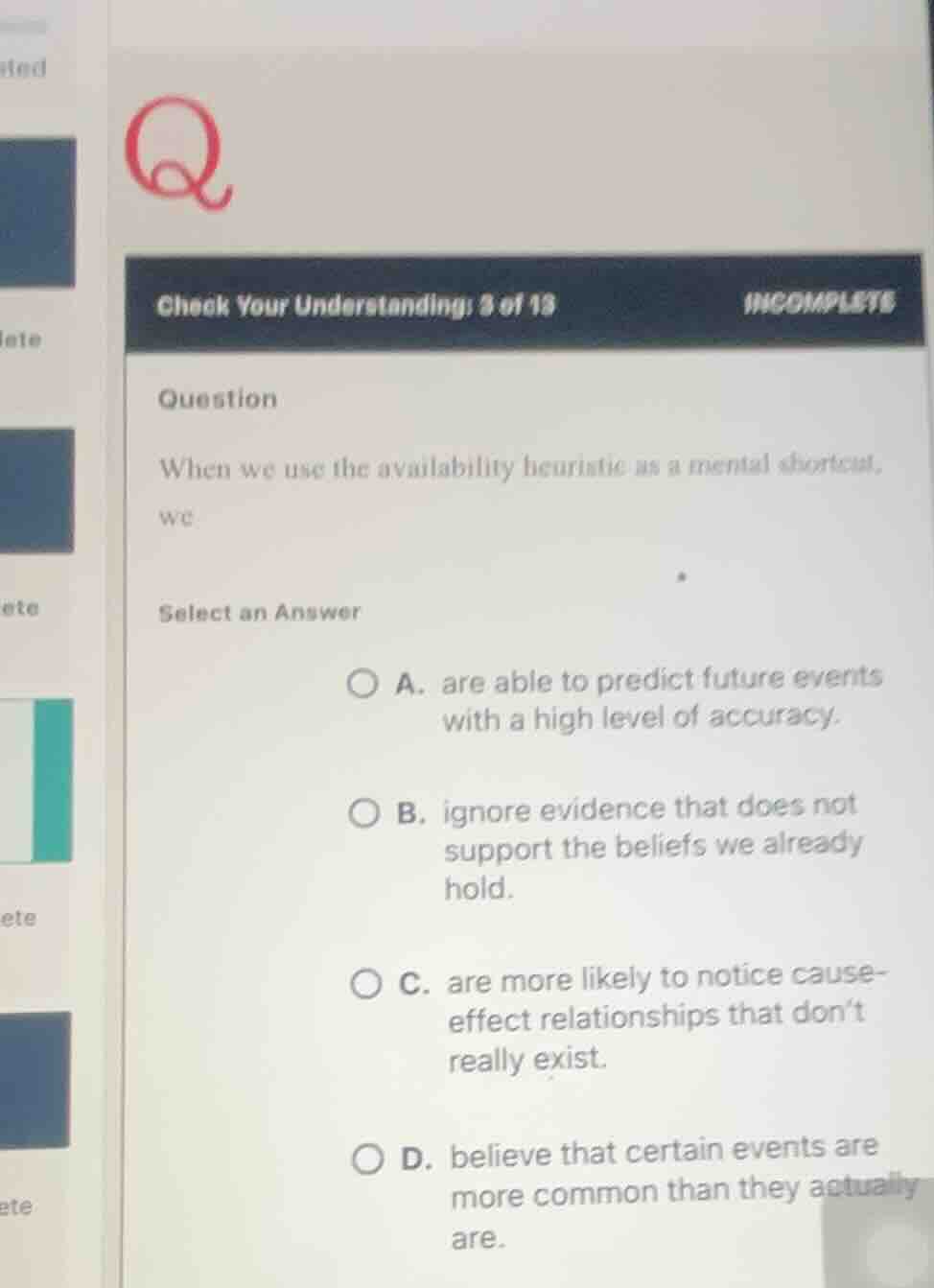 check your understanding: 3 of 13 incomplete question when we use the a…