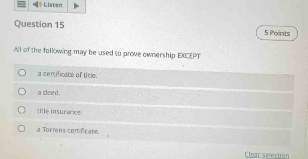 question 15 5 points all of the following may be used to prove ownershi…