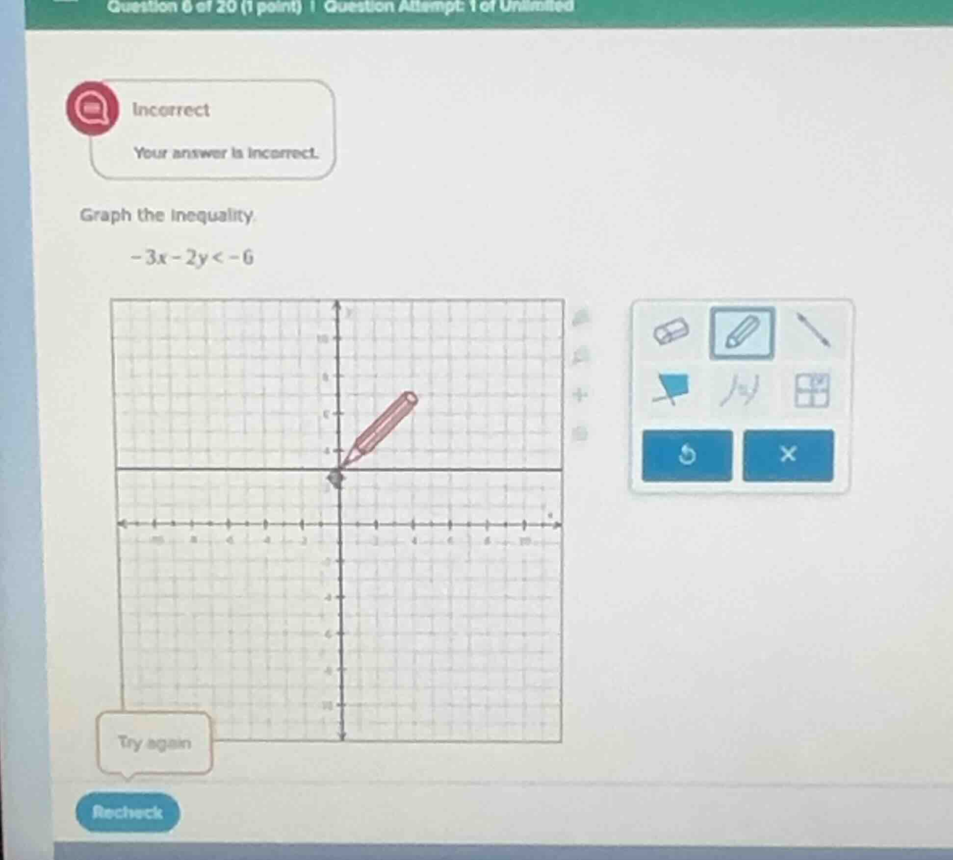 question 6 of 20 (1 point) | question attempt: 1 of unlimited incorrect…