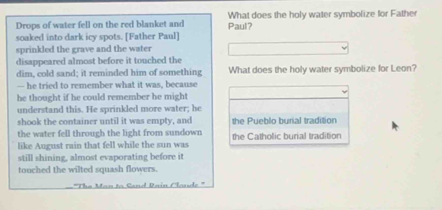 drops of water fell on the red blanket and soaked into dark icy spots. …