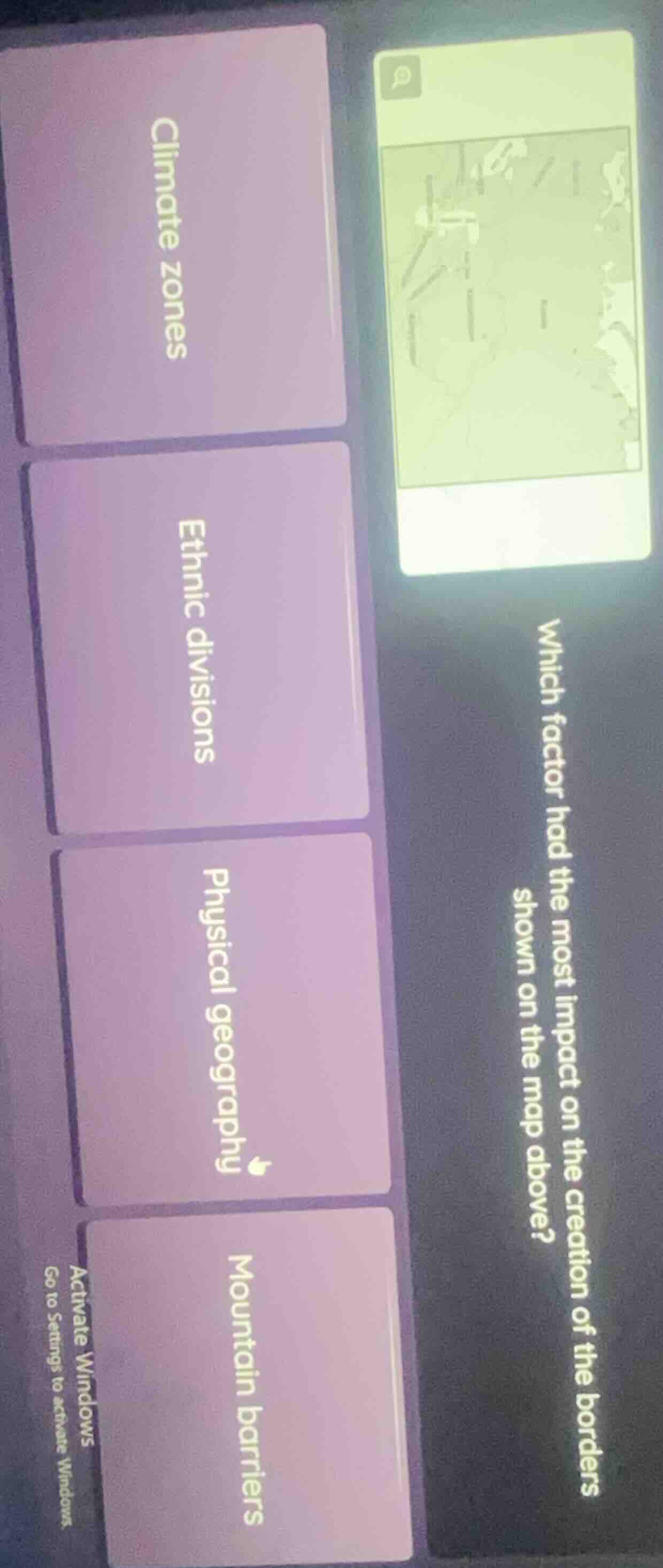 which factor had the most impact on the creation of the borders shown o…