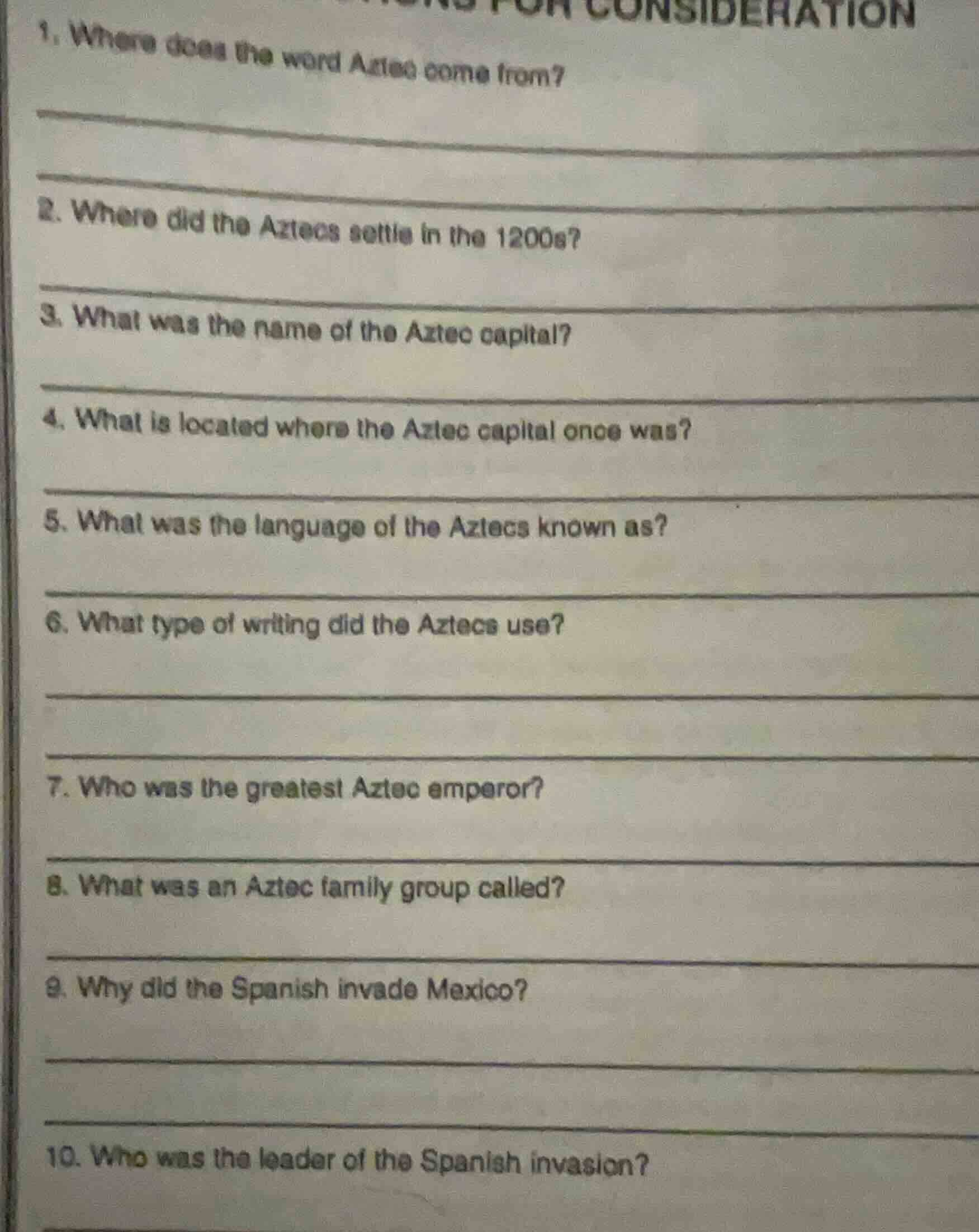 1. where does the word aztec come from? 2. where did the aztecs settle …