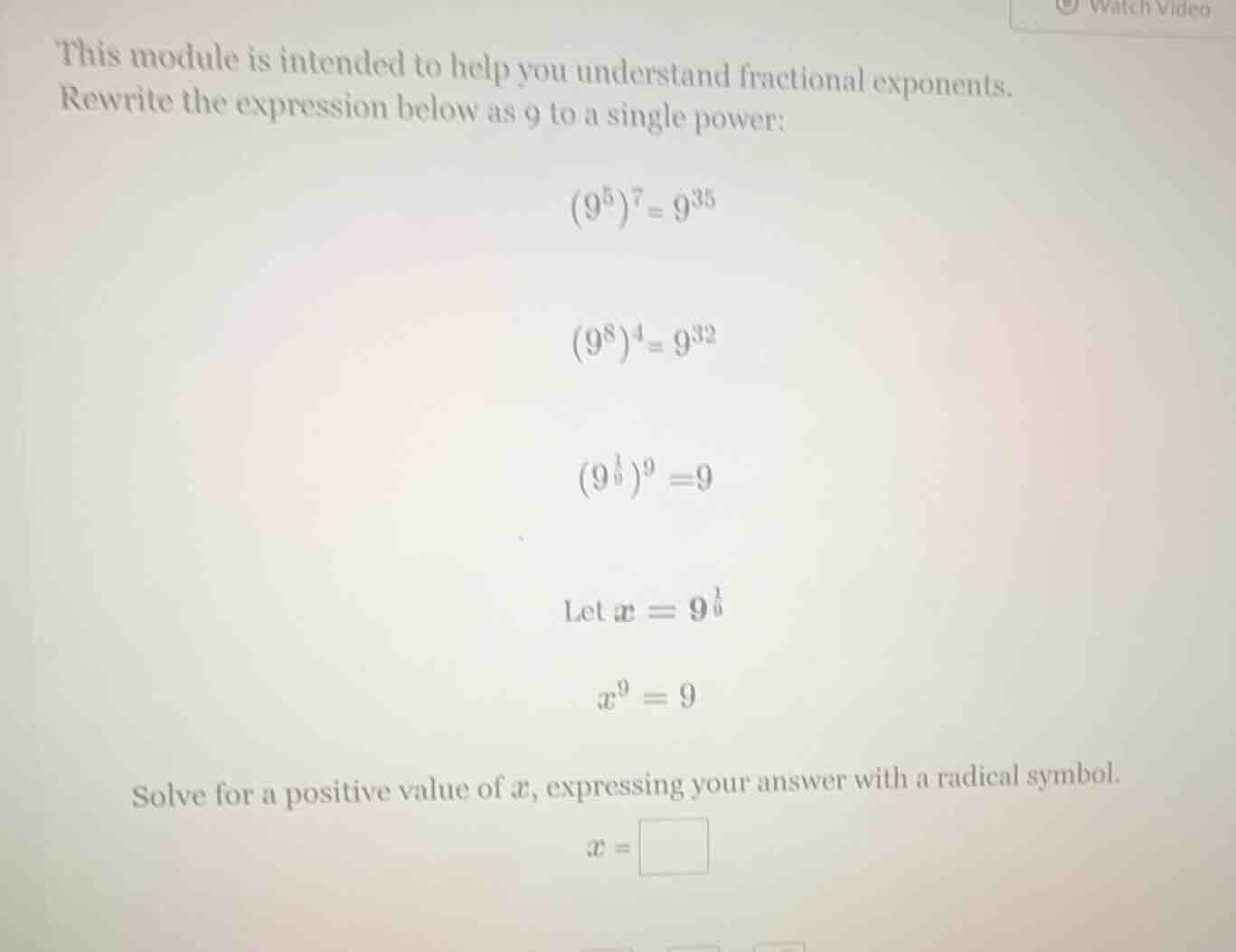 this module is intended to help you understand fractional exponents. re…