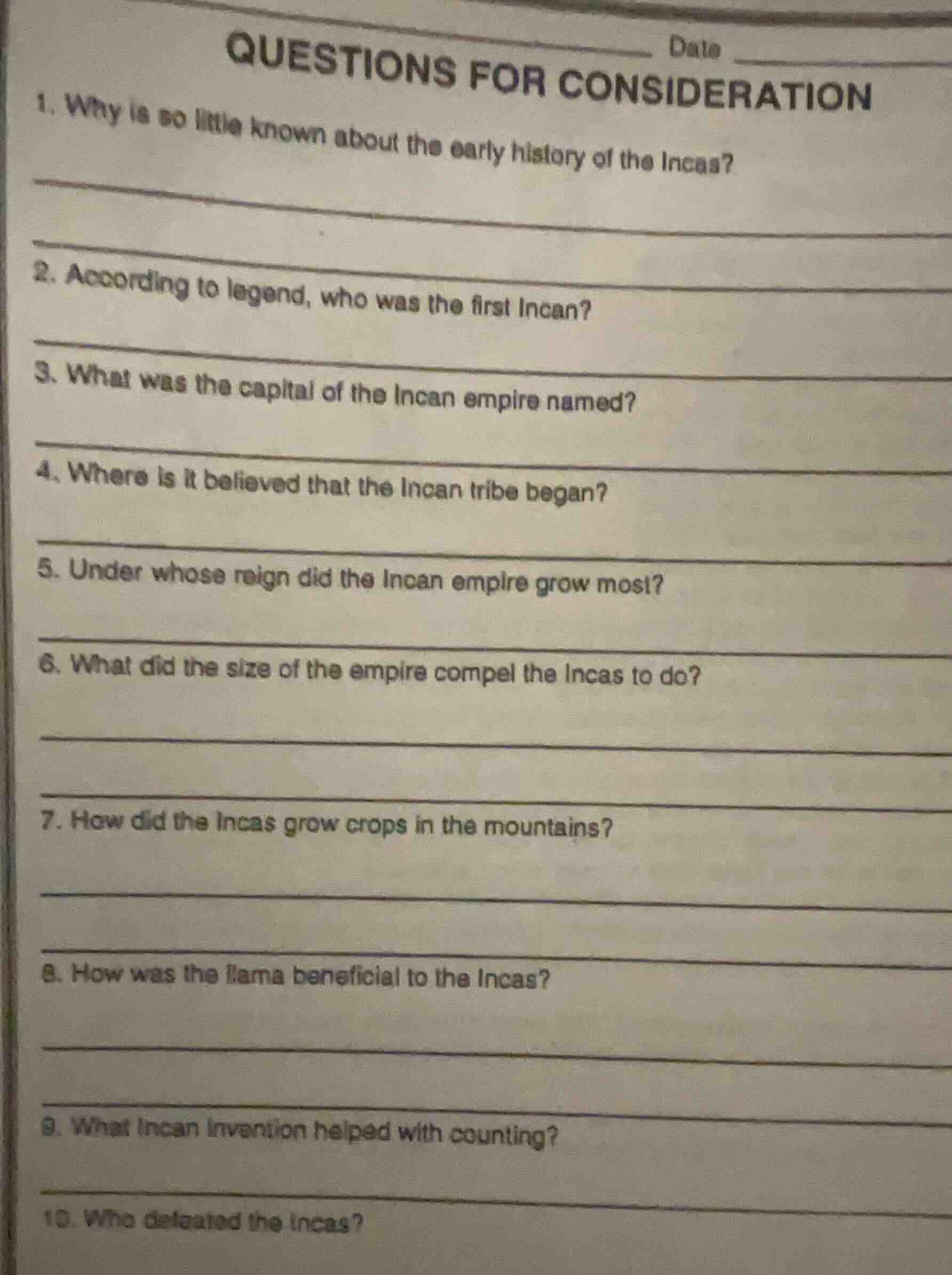 questions for consideration 1. why is so little known about the early h…