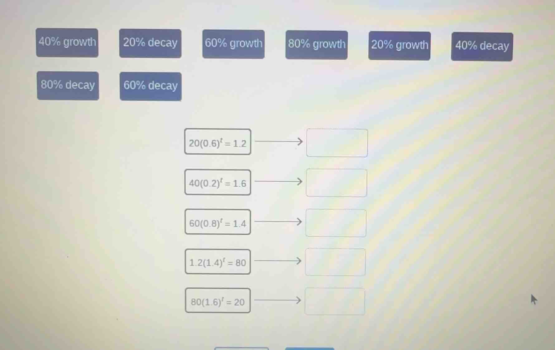 40% growth, 20% decay, 60% growth, 80% growth, 20% growth, 40% decay, 8…