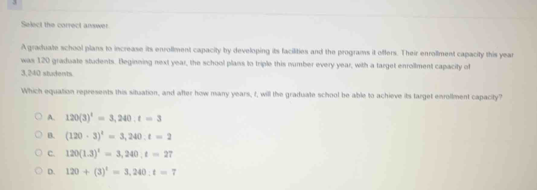 select the correct answer. a graduate school plans to increase its enro…