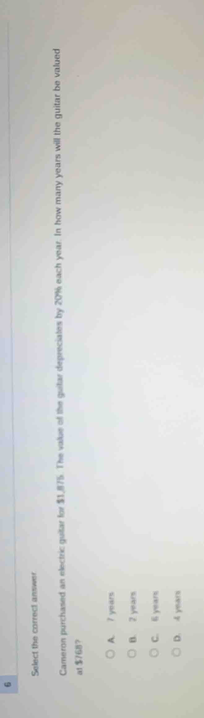 select the correct answer. cameron purchased an electric guitar for $1,…