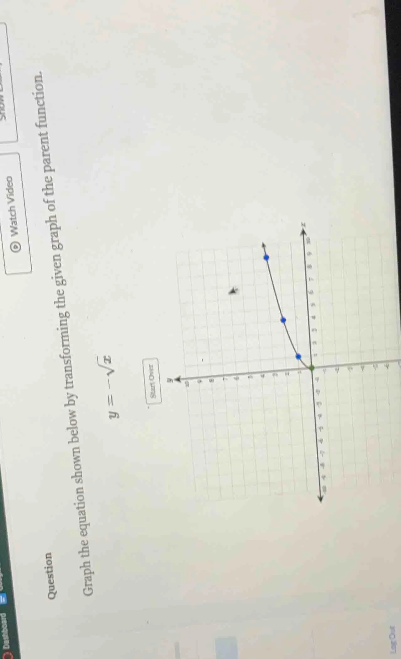 question graph the equation shown below by transforming the graph of th…