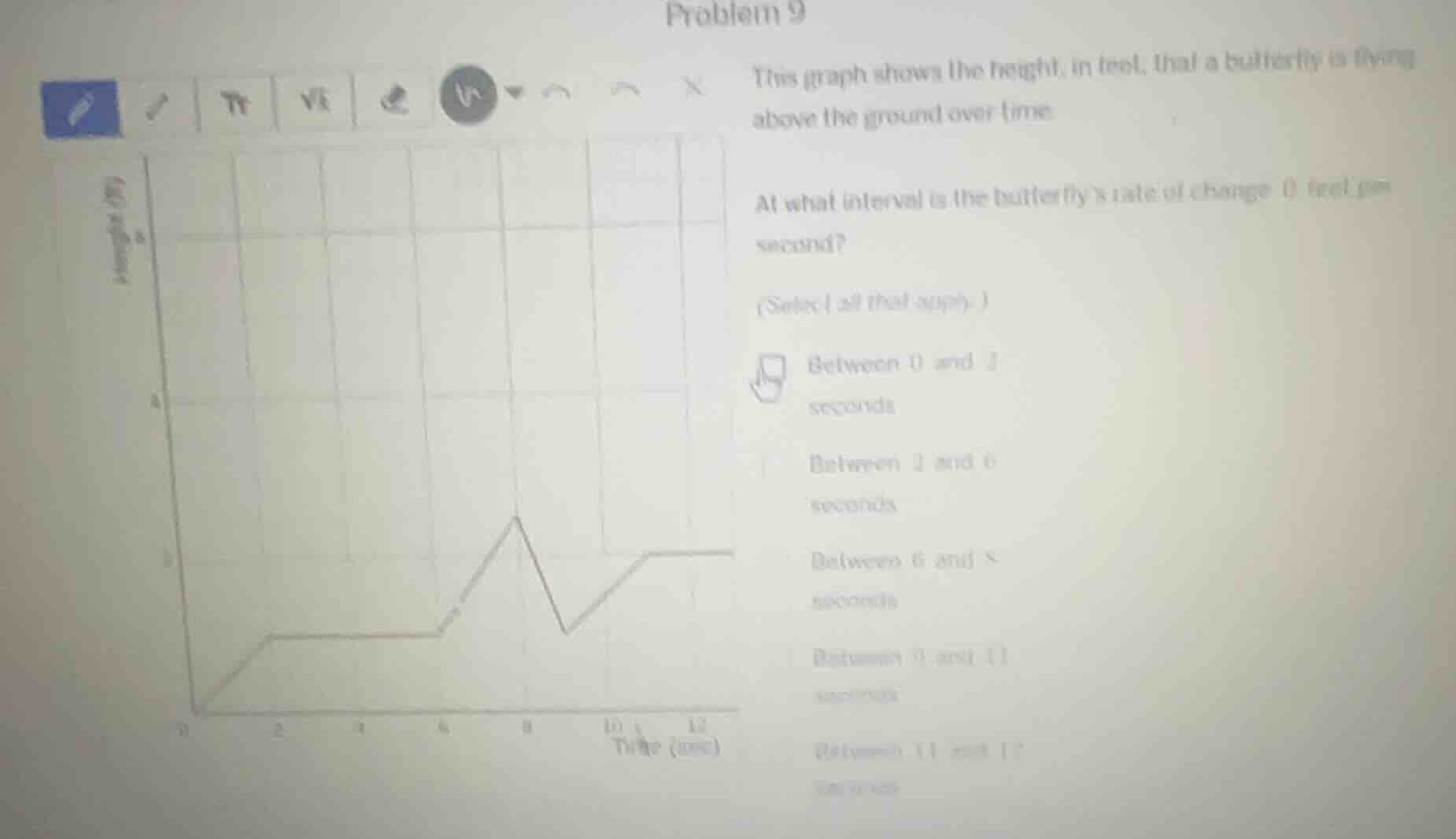 problem 9 this graph shows the height, in feet, that a butterfly is fly…