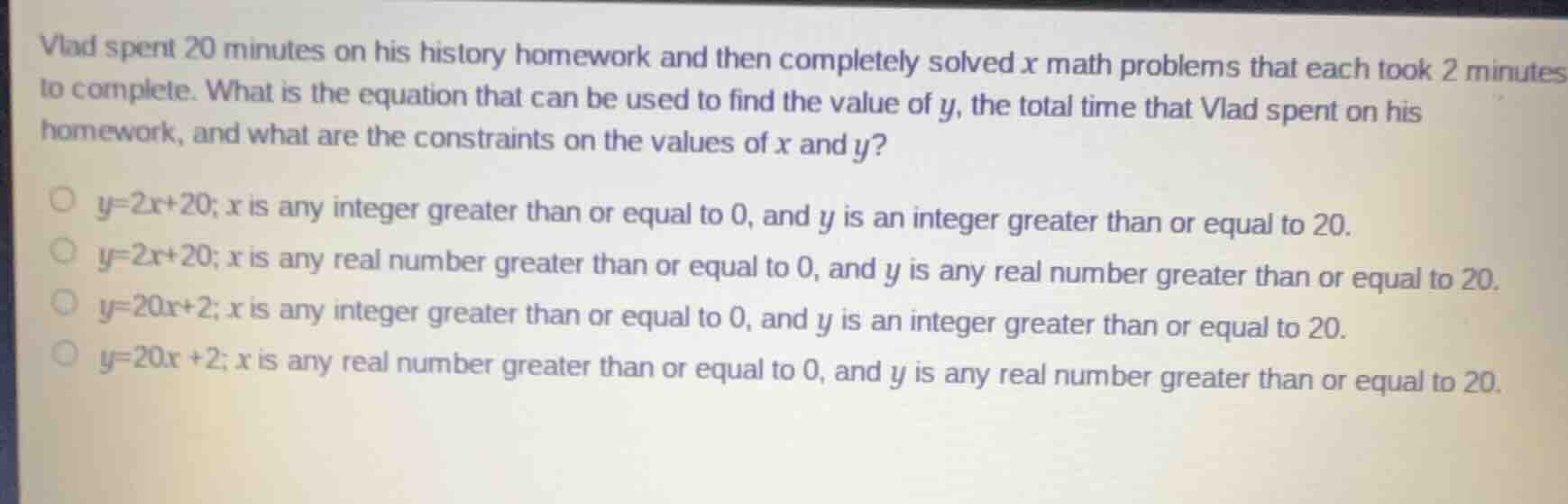 vlad spent 20 minutes on his history homework and then completely solve…