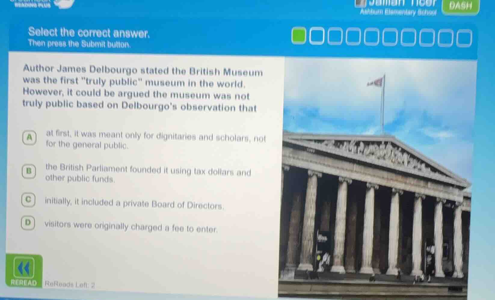 select the correct answer. then press the submit button. author james d…