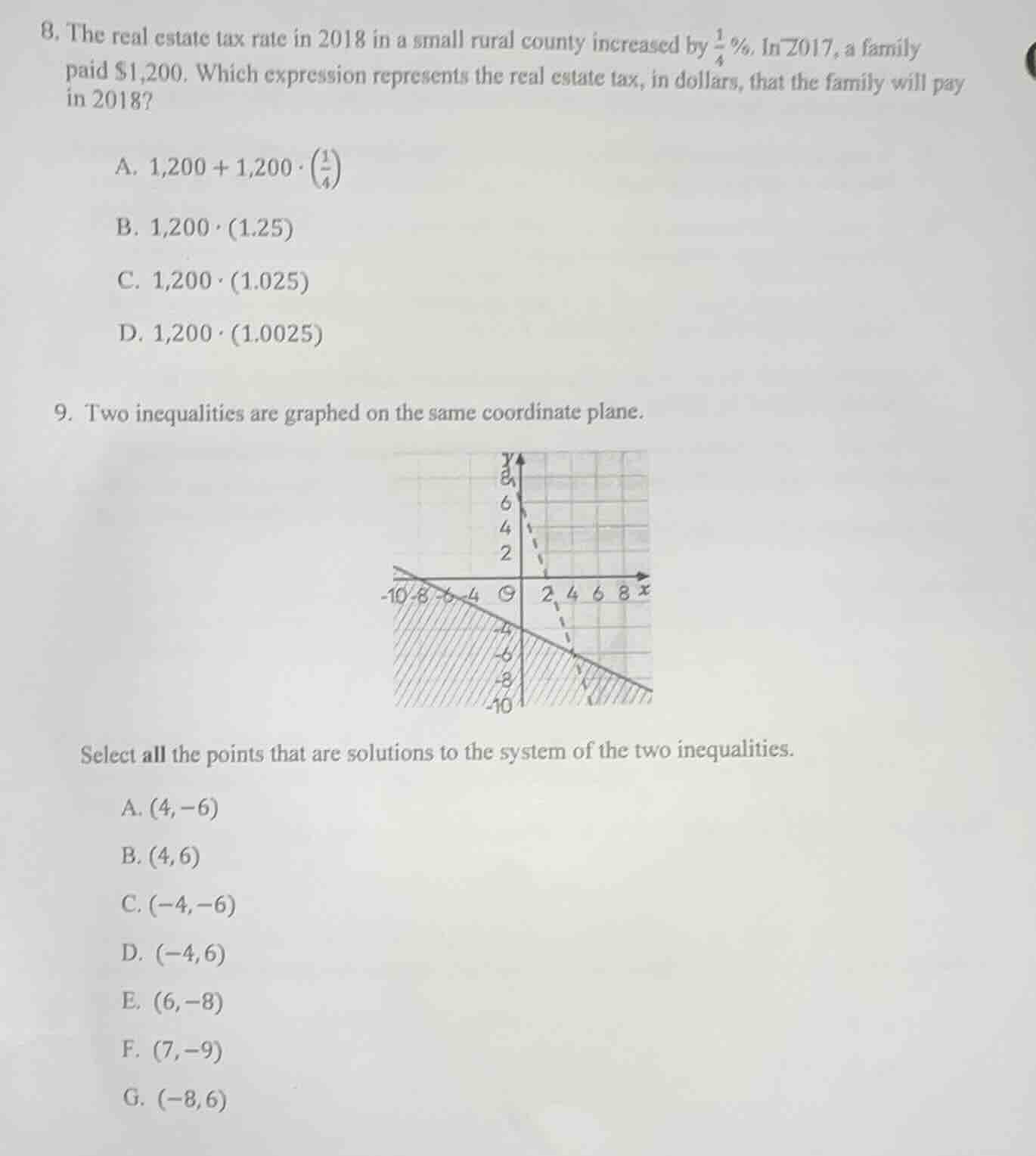 8. the real estate tax rate in 2018 in a small rural county increased b…