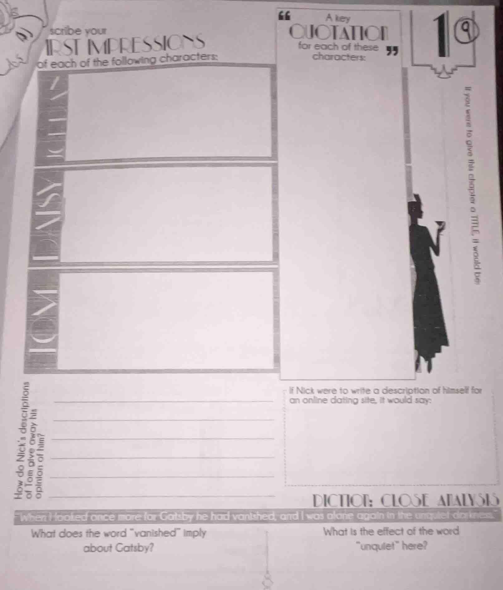 scribe your first impressions of each of the following characters: a ke…