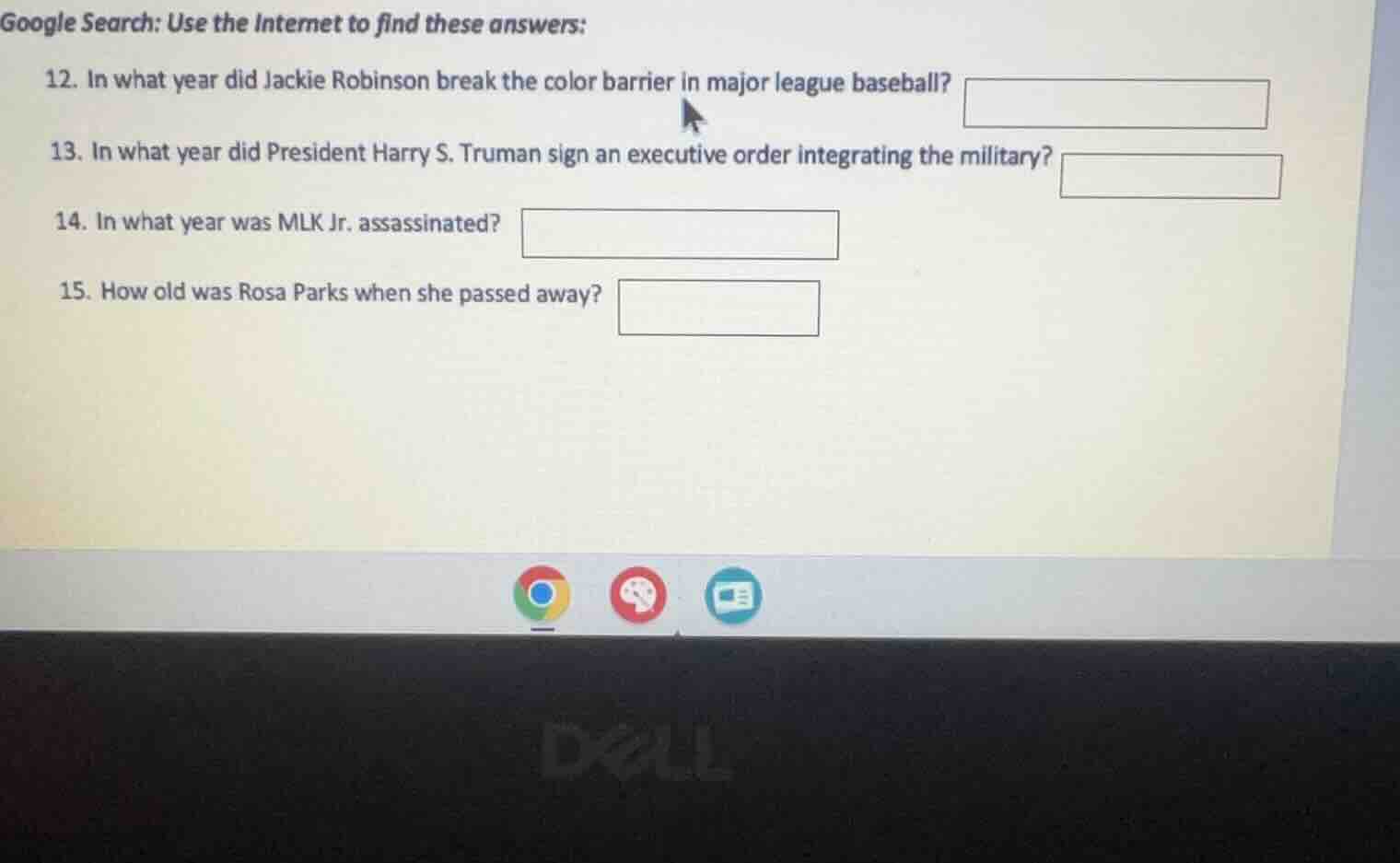 google search: use the internet to find these answers: 12. in what year…