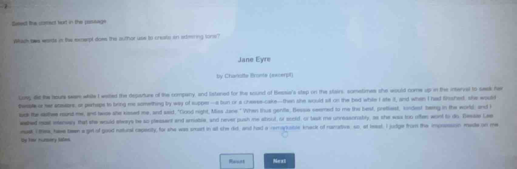 select the correct text in the passage which two words in the excerpt d…