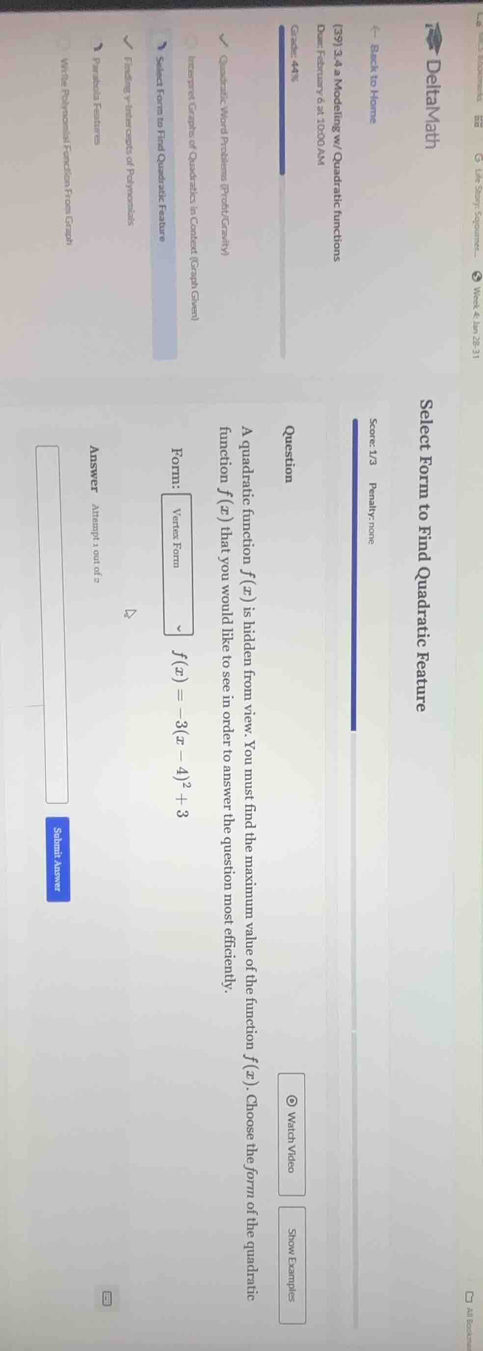 select form to find quadratic feature question a quadratic function f(x…