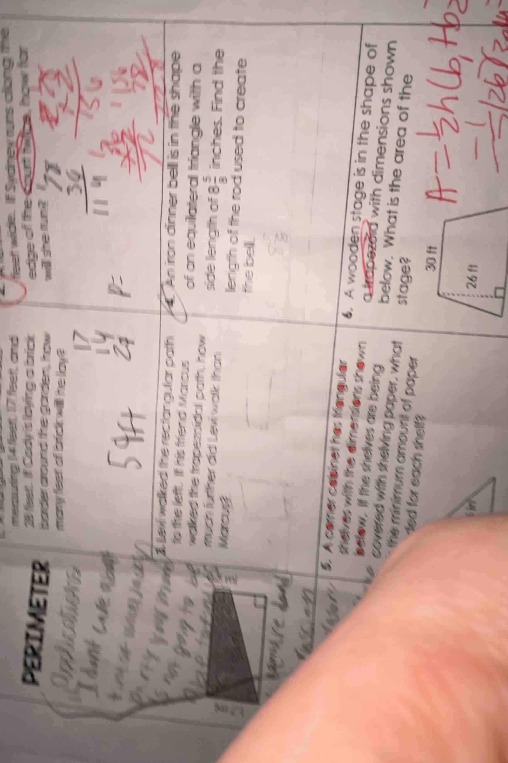 perimeter measuring 17 feet, 28 feet, and if cayla is laying a brick bo…