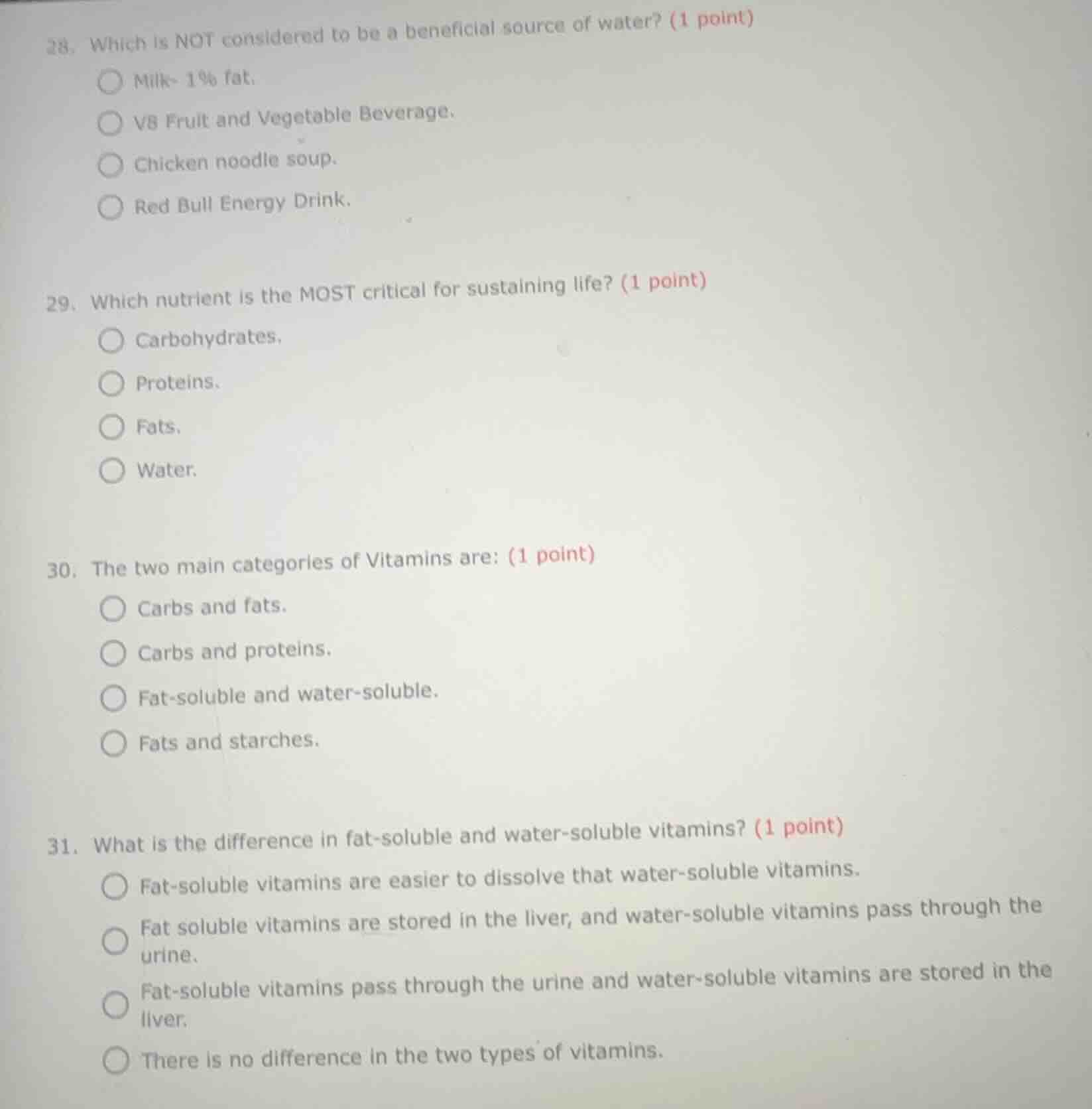 28. which is not considered to be a beneficial source of water? (1 poin…