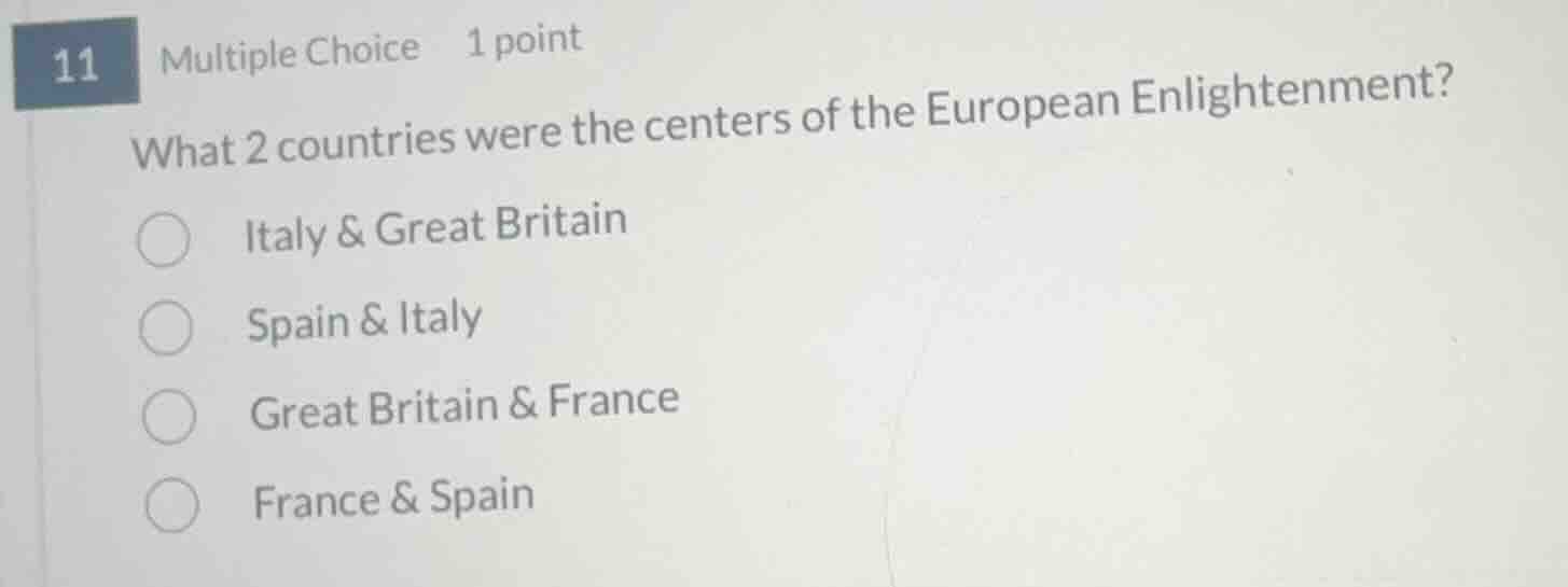 11 multiple choice 1 point what 2 countries were the centers of the eur…