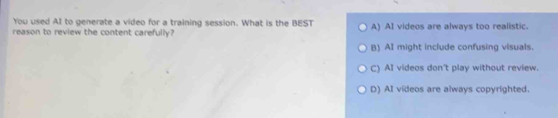 you used ai to generate a video for a training session. what is the bes…