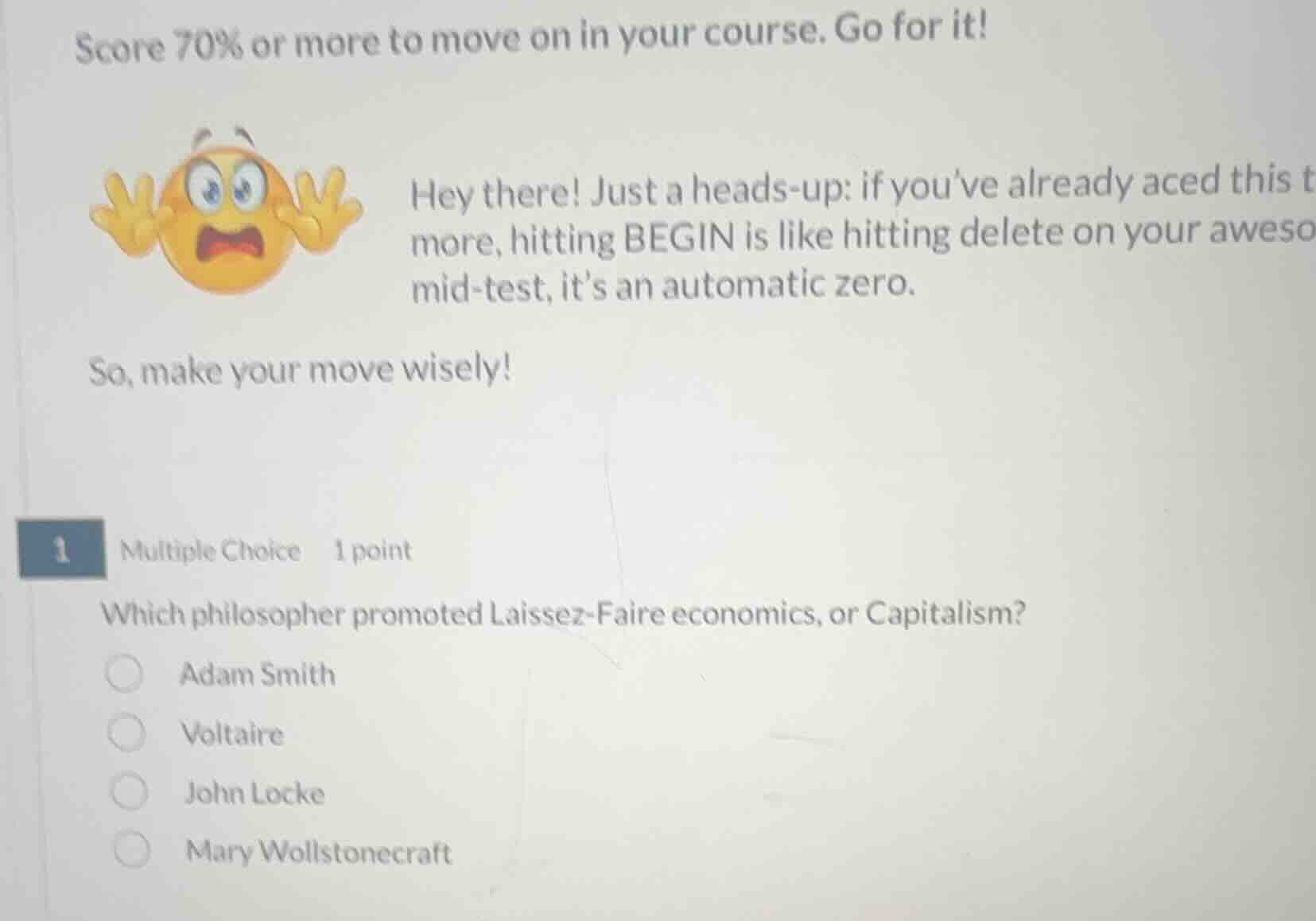 score 70% or more to move on in your course. go for it! hey there! just…