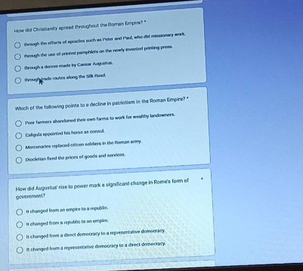 how did christianity spread throughout the roman empire? ○ through the …