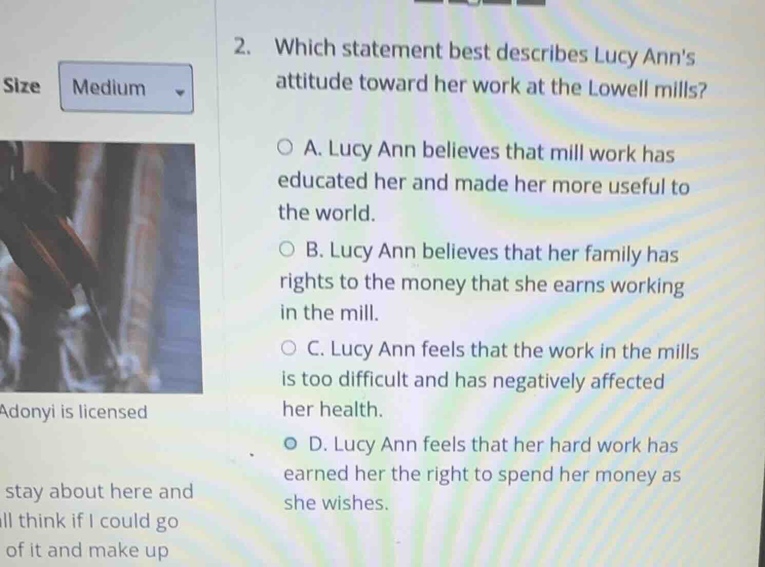 2. which statement best describes lucy anns attitude toward her work at…