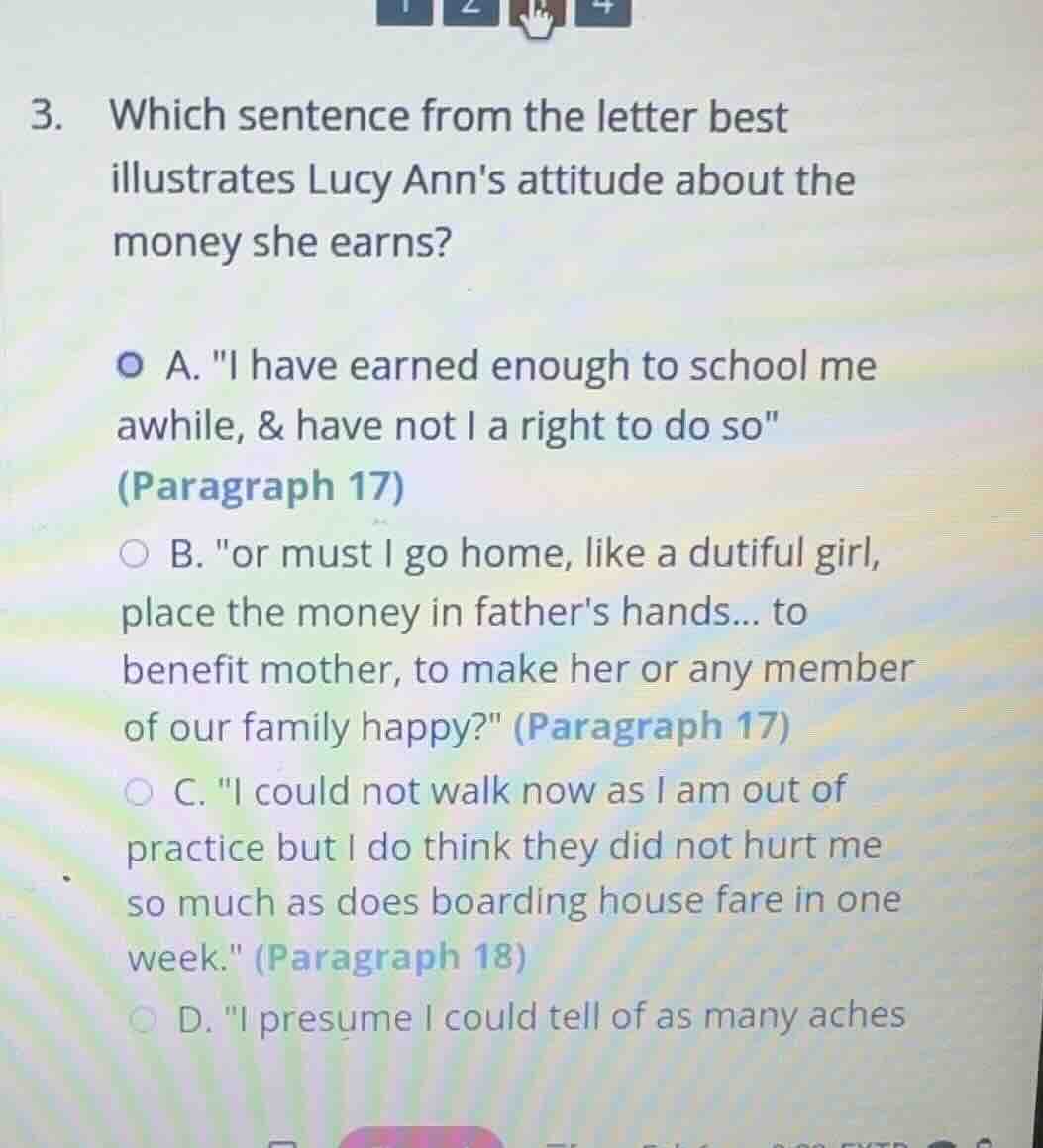 3. which sentence from the letter best illustrates lucy anns attitude a…