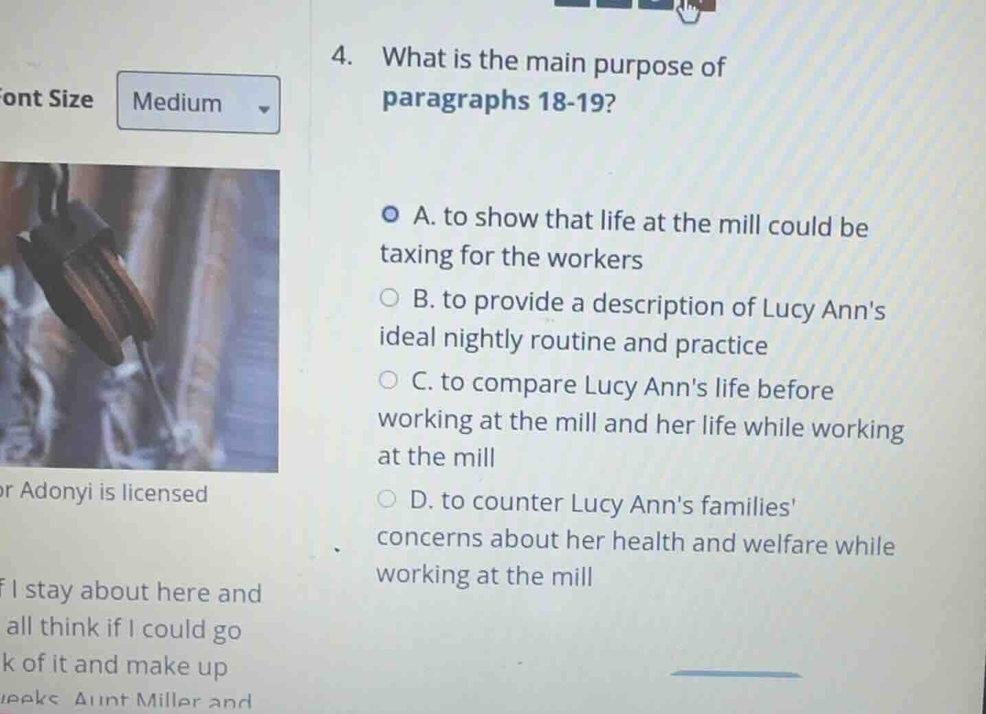 4. what is the main purpose of paragraphs 18 - 19? a. to show that life…